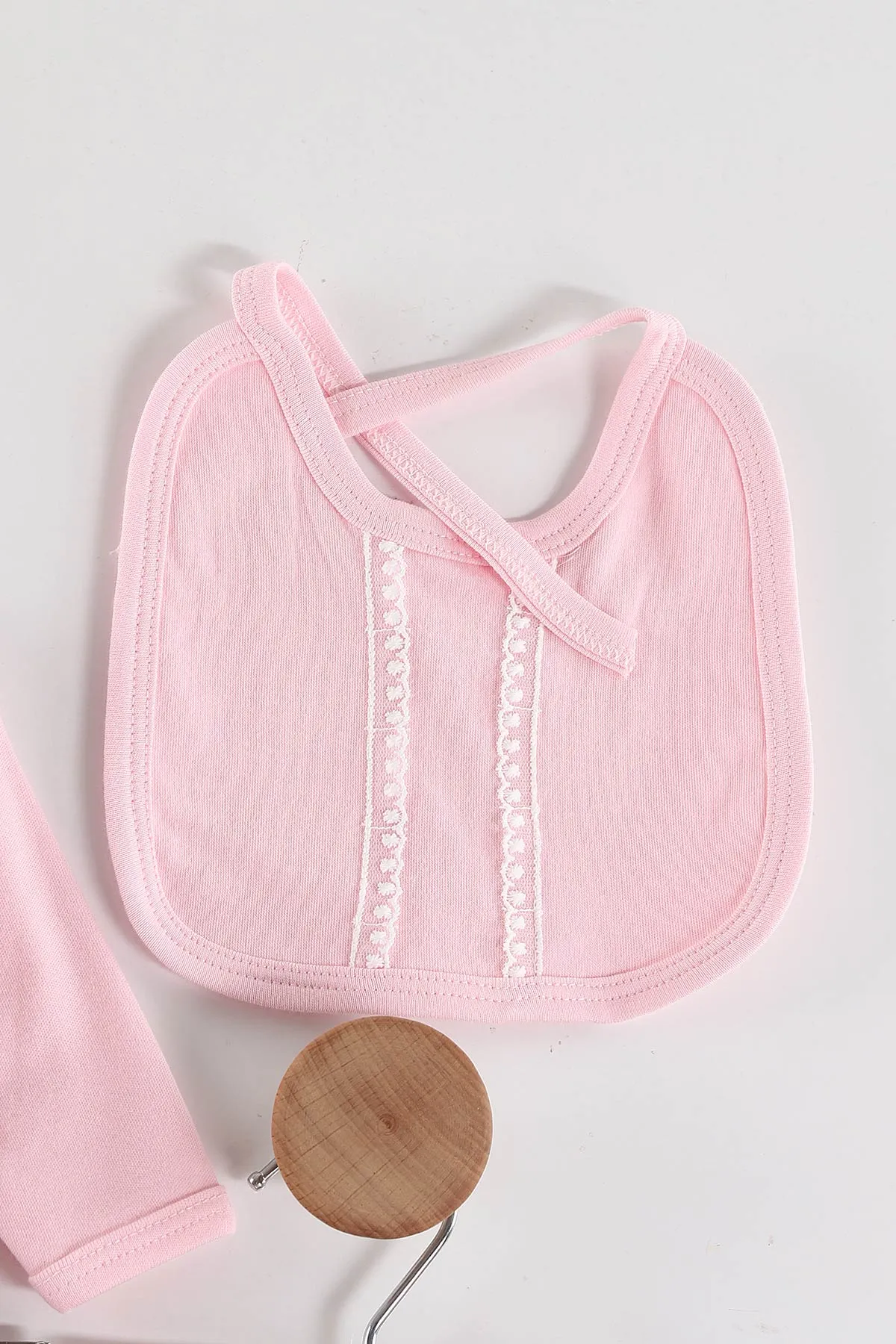 Pembe (0-3 Ay) Fiyonklu Tavşan Nakışlı  Patikli 5'li Kız Bebek Takım 462974