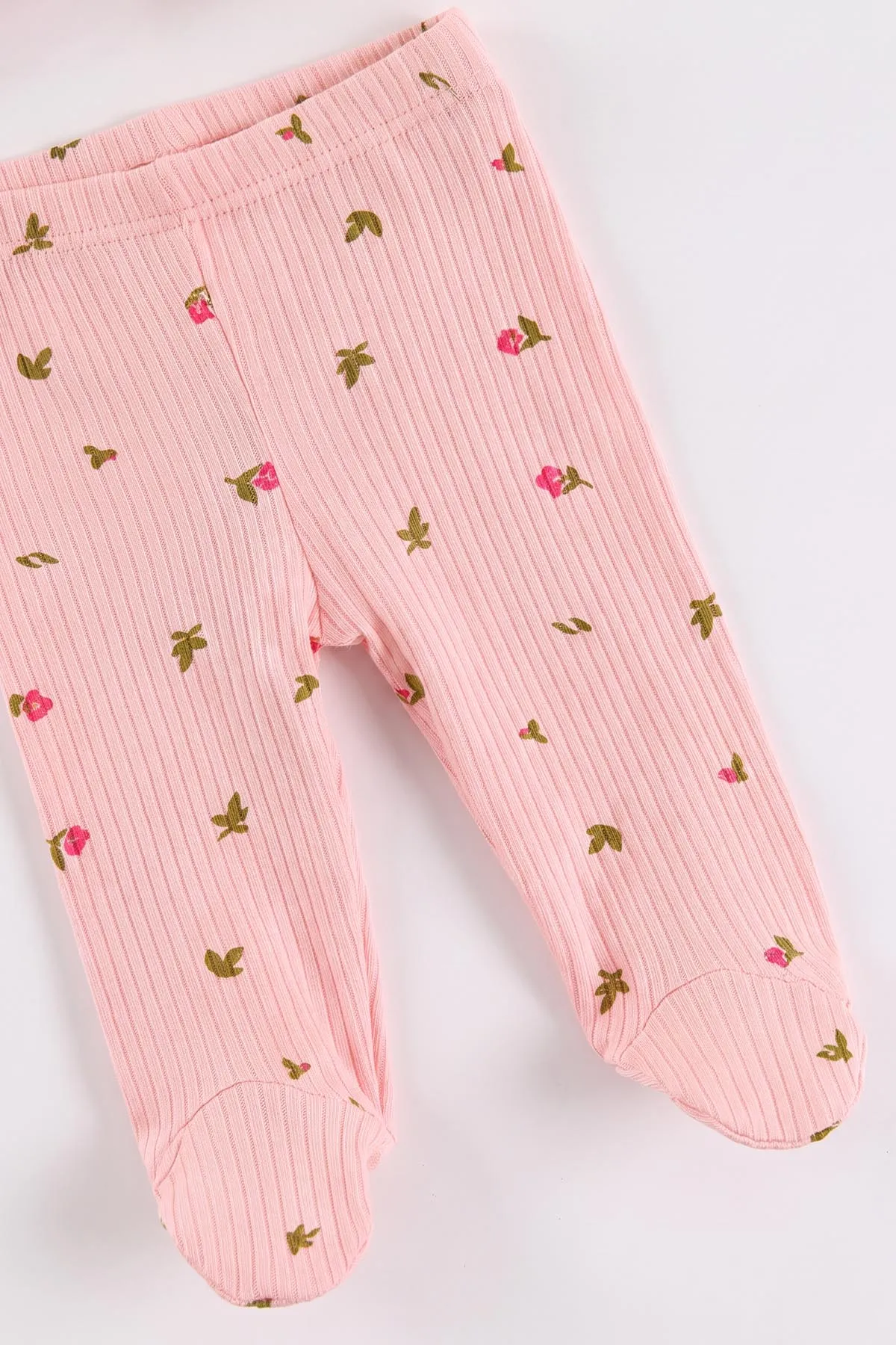 Pembe (0-3 Ay) Lale Desenli Raporlu 5'li Kız Bebek Zıbın Seti 475613