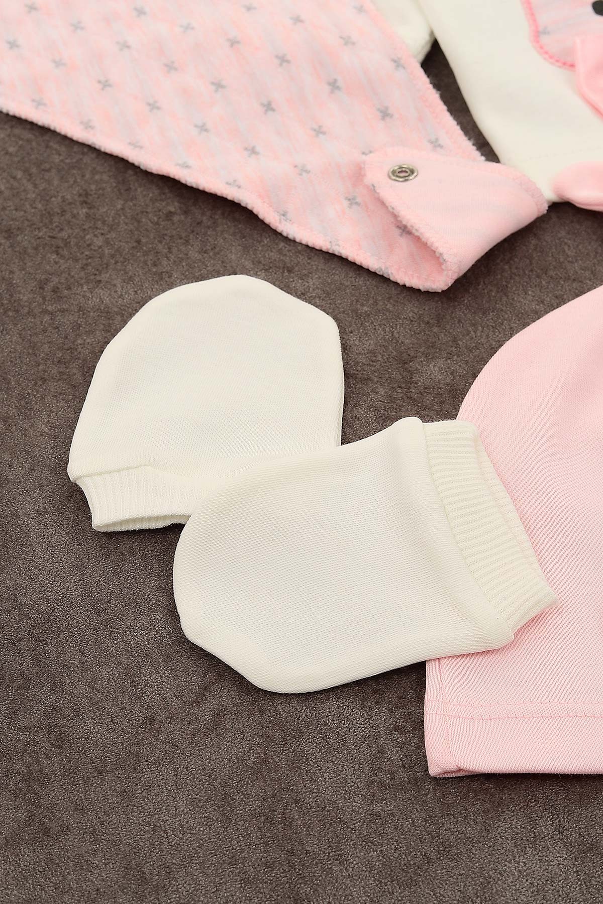 Pembe (0-3 Ay) Ponpon Papyonlu Tavşan Nakışlı Kız Çocuk Takım 152113