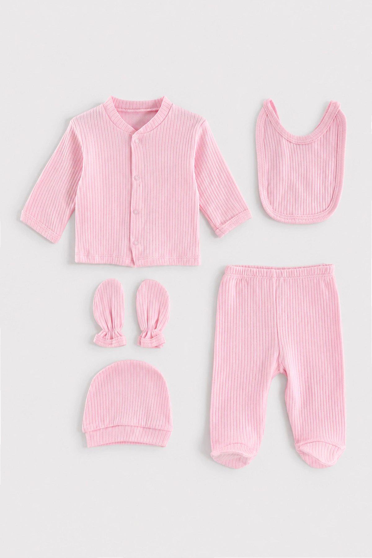 Pembe (0-3 Ay) Raporlu Penye Kutulu  5'li Hastane Çıkış Seti 476627