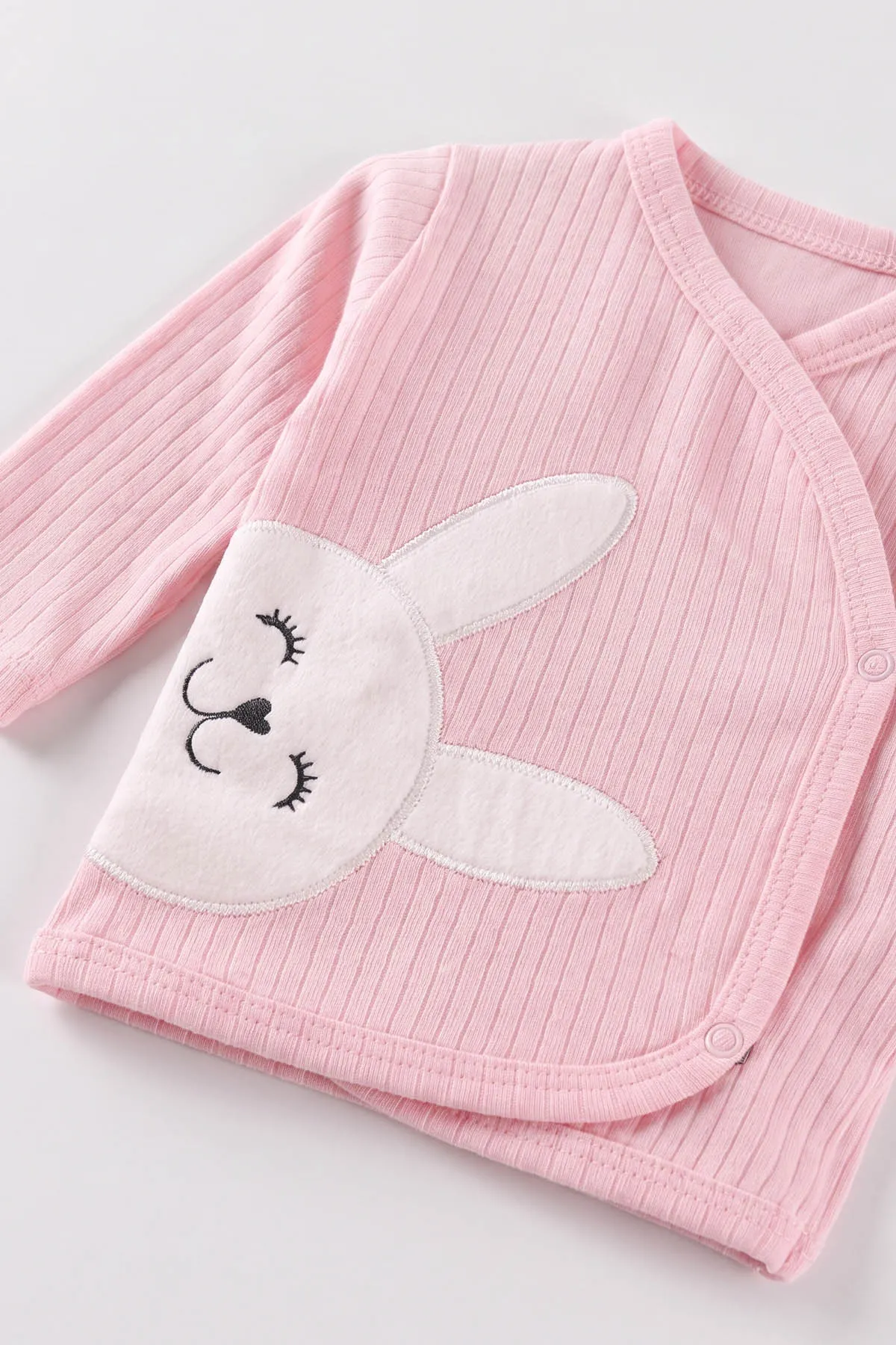Pembe (0-3 Ay) Raporlu Tavşan Nakışlı 5'li Kız Bebek Zıbın Takım 479241