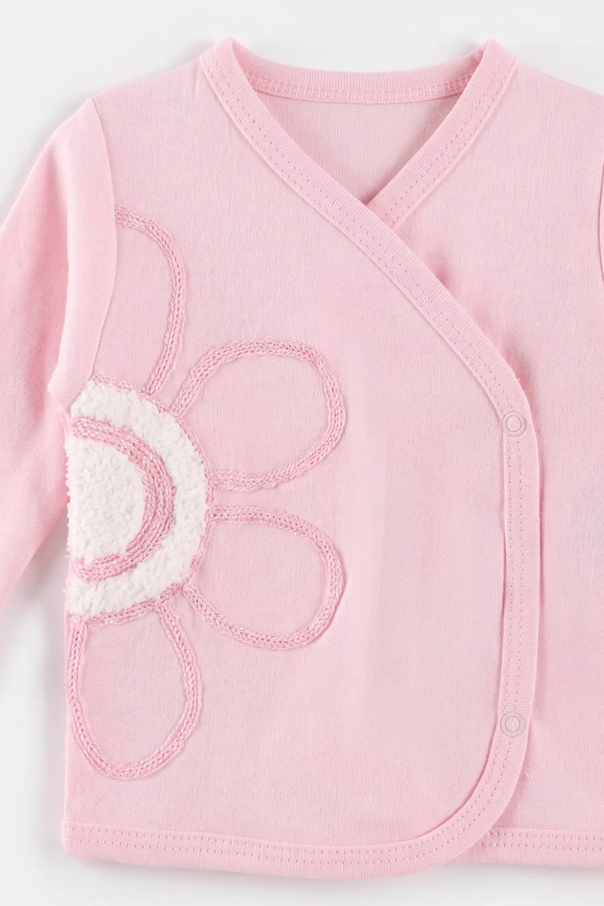 Pembe (0-3 Ay) Süzene Papatya Nakışlı 5'li Kız Bebek Zıbın Takım 479252