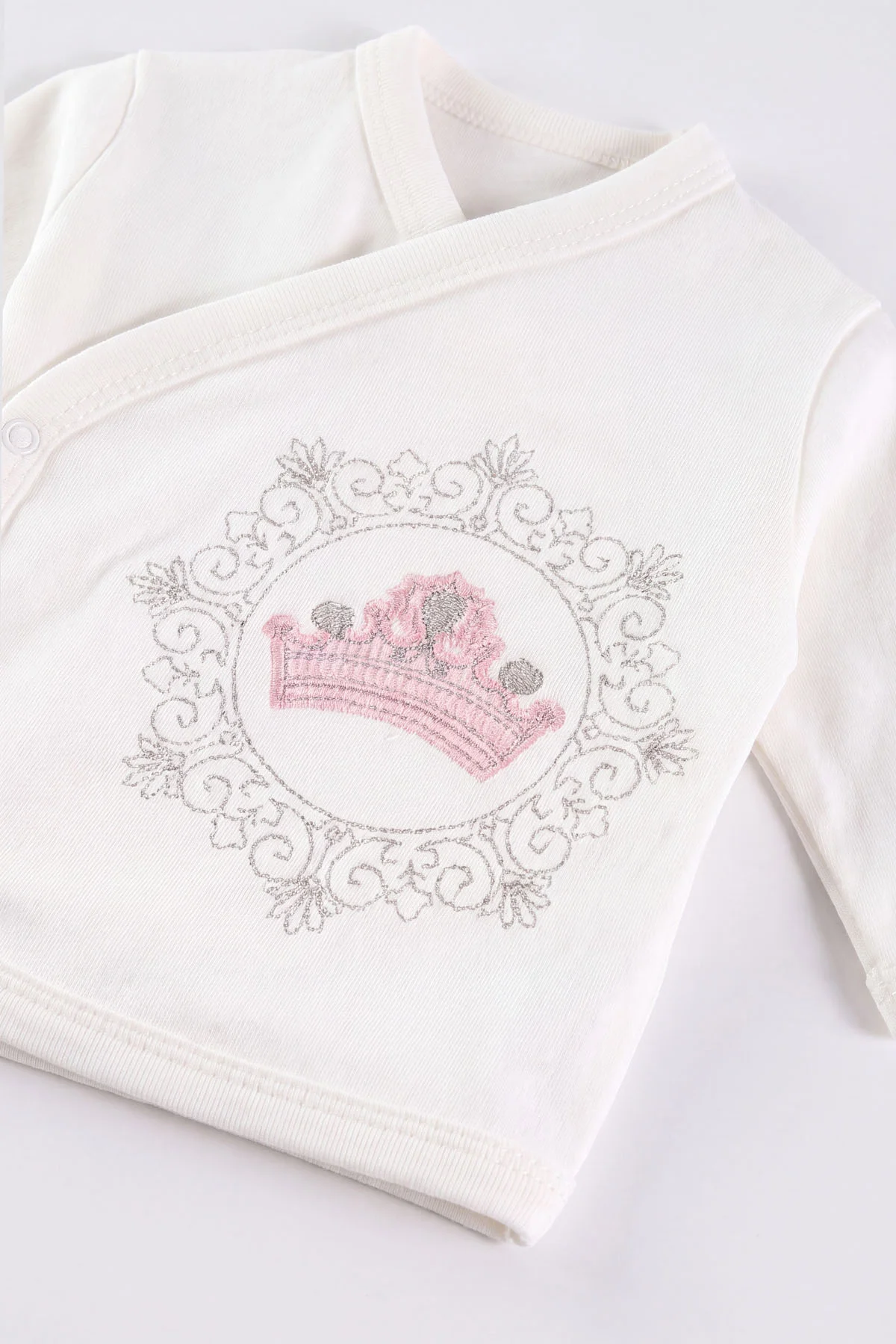 Pembe (0-3 Ay) Taç Model Taşlı Yeni Doğan 5'li Bebek Zıbın Seti 475356