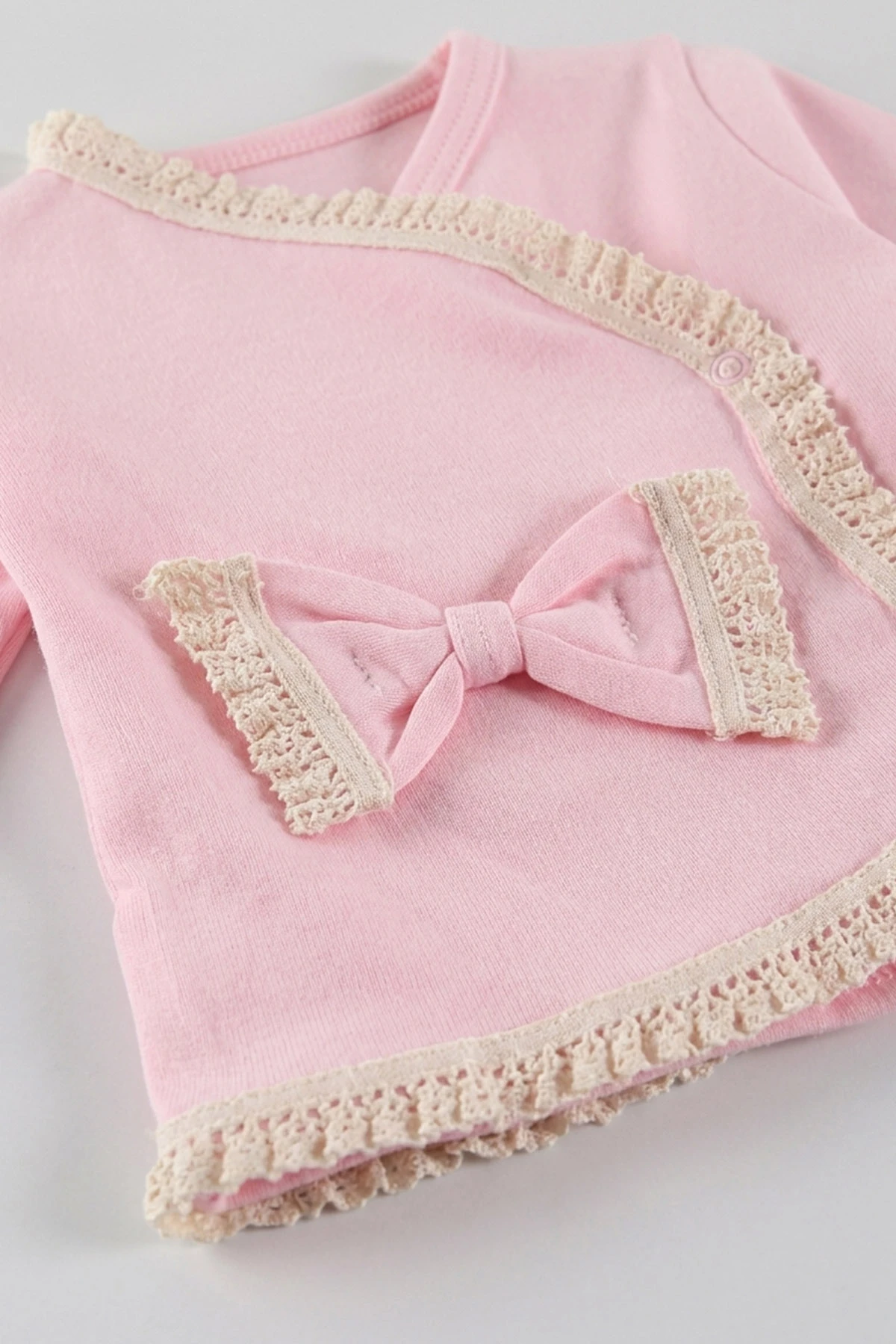 Pembe (0-3 Ay)Büzgülü Fistolu Yandan Çıtlı Yenidoğan 5'li Kız Bebek Zıbın Seti 479271