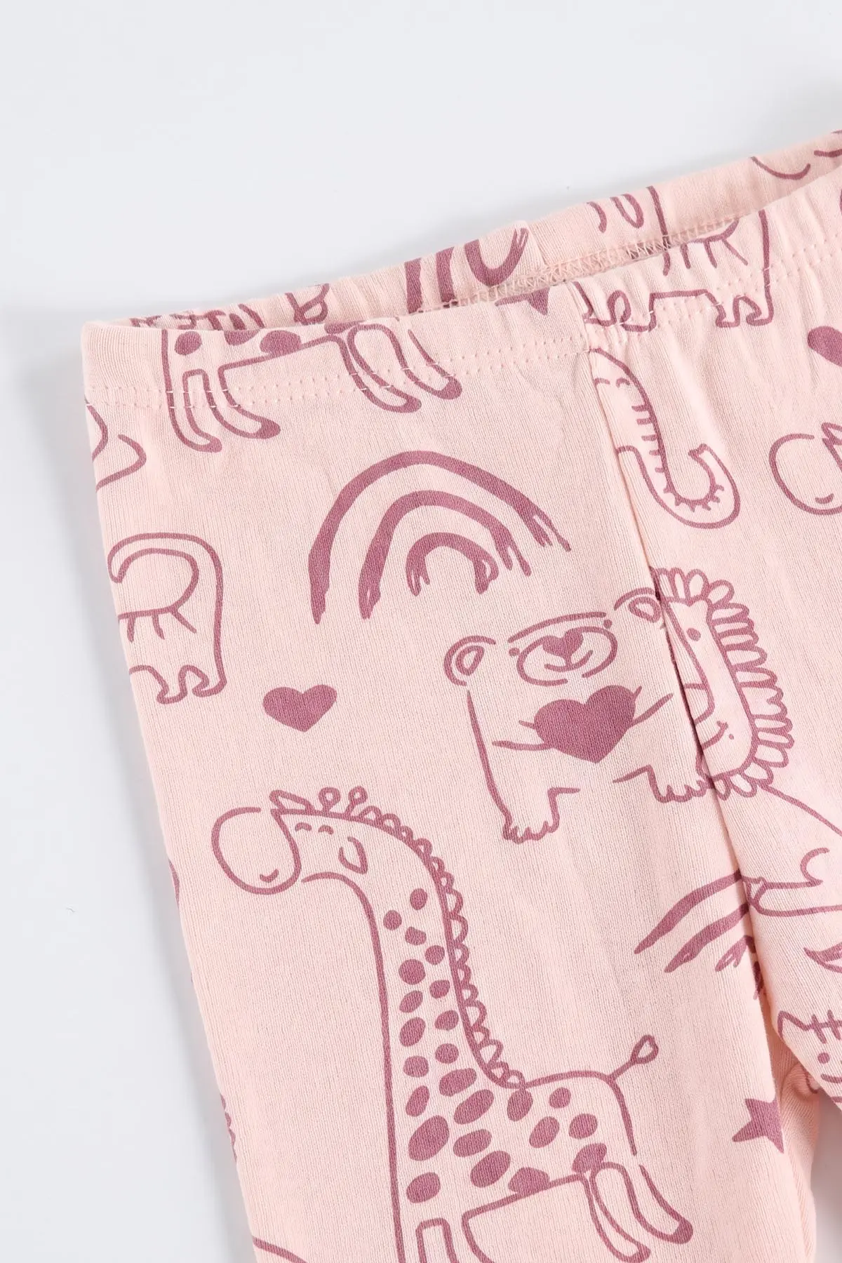Pembe (0-3 Ay)Fil Nakışlı Patikli 3'lü Bebek Takım 477230