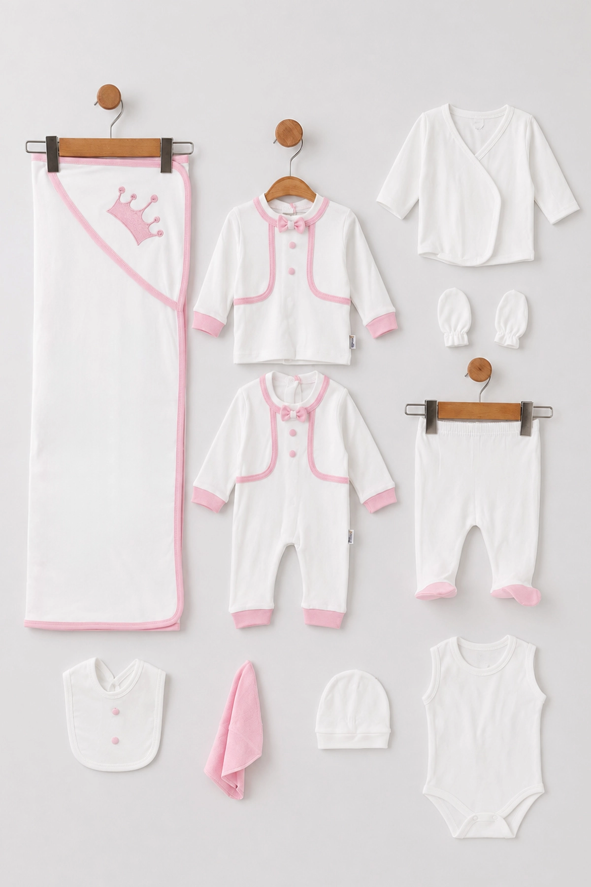 Pembe (0-3 Ay)Kalın Biyeli  Tulum, Battaniye ve 10'lu   Bebek Hastane Çıkış Seti 476862