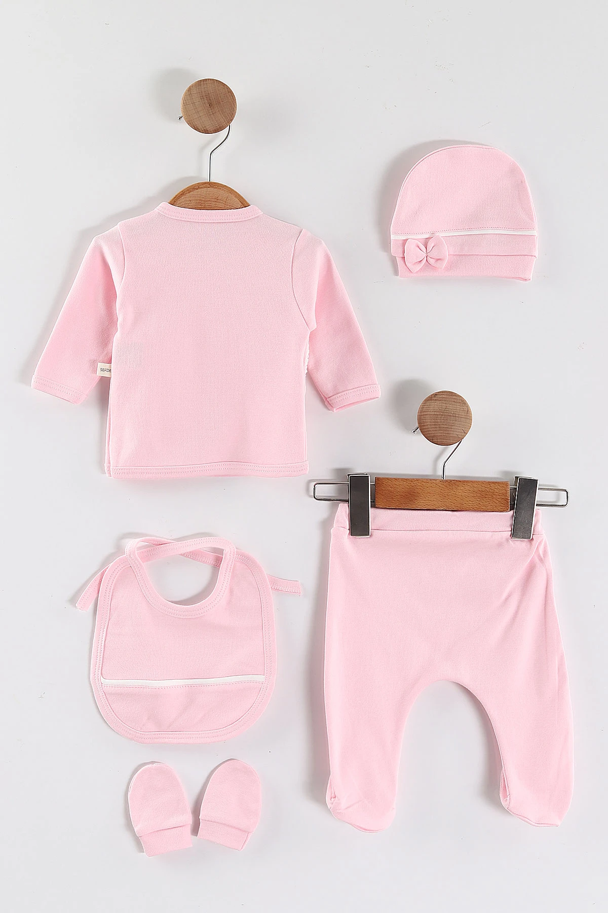 Pembe (0-3 Ay)Süzene Papatya Nakışlı Patikli 5'li Kız  Bebek Takım 451458