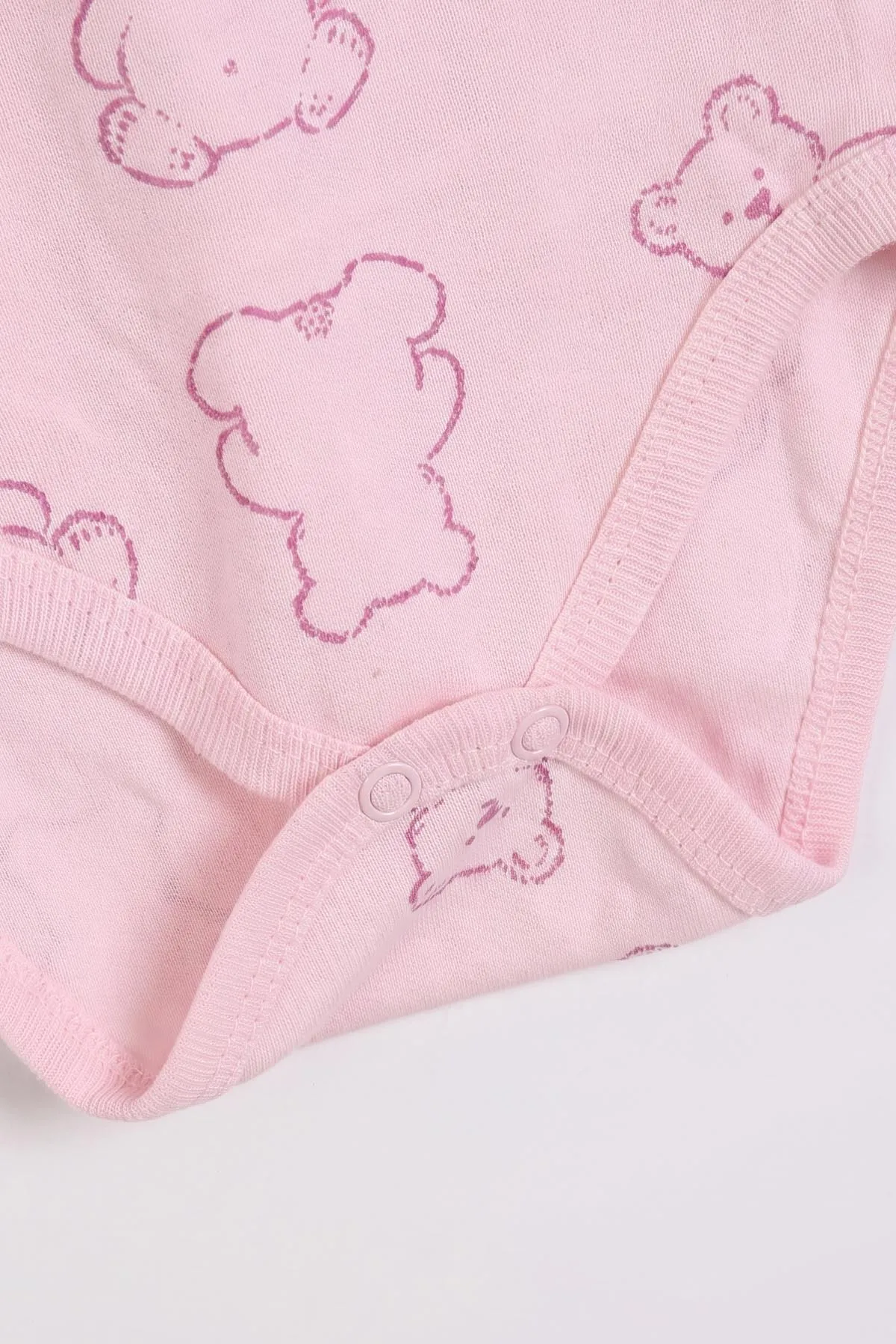 Pembe (0-3 Yaş) Ayı Desenli Uzun Kol Bebek &Çocuk Çıtçıtlı Badi 482383