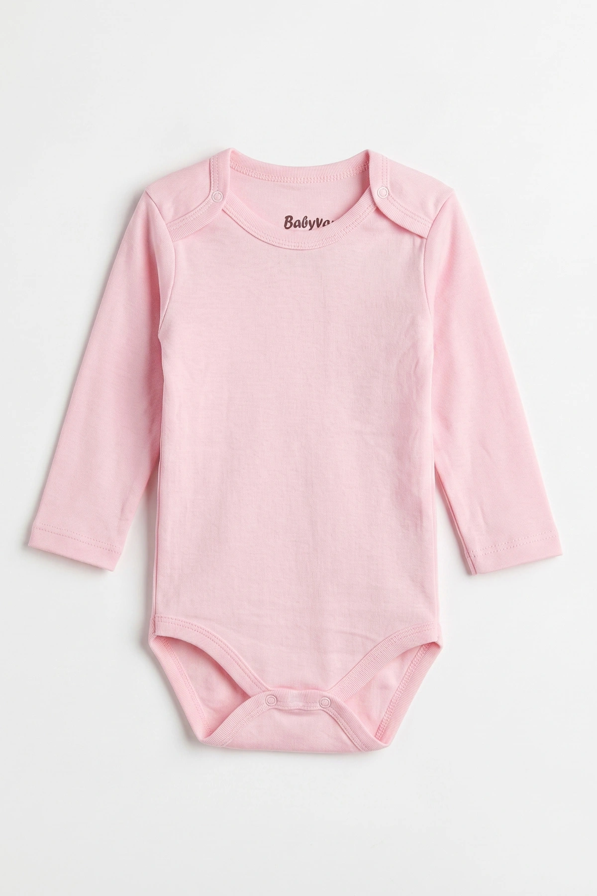 Pembe (0-3 Yaş) Düz Uzun Kol Bebek &Çocuk Çıtçıtlı Badi 482354