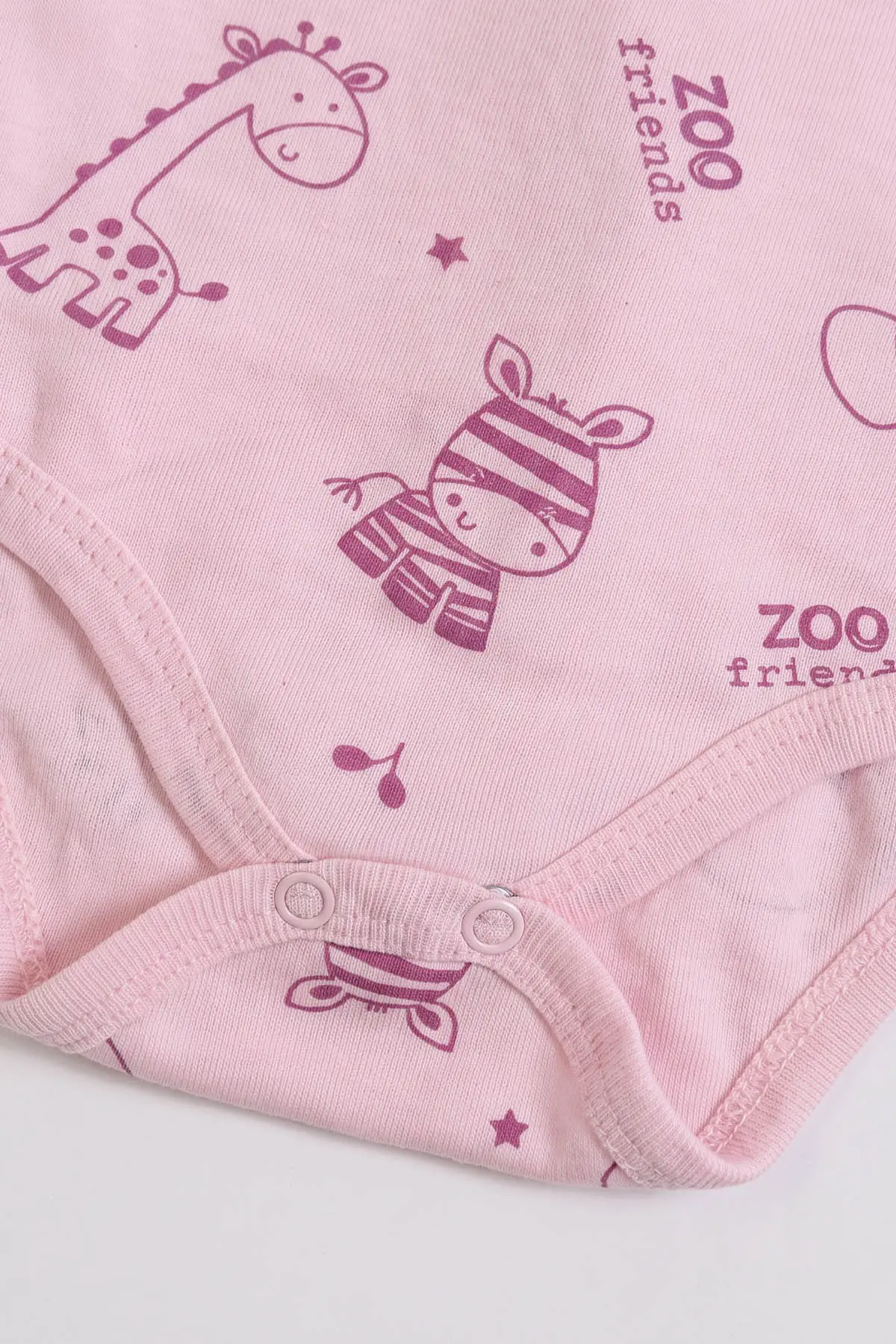 Pembe (0-3 Yaş) Safari Desenli Uzun Kol Bebek &Çocuk Çıtçıtlı Badi 482376