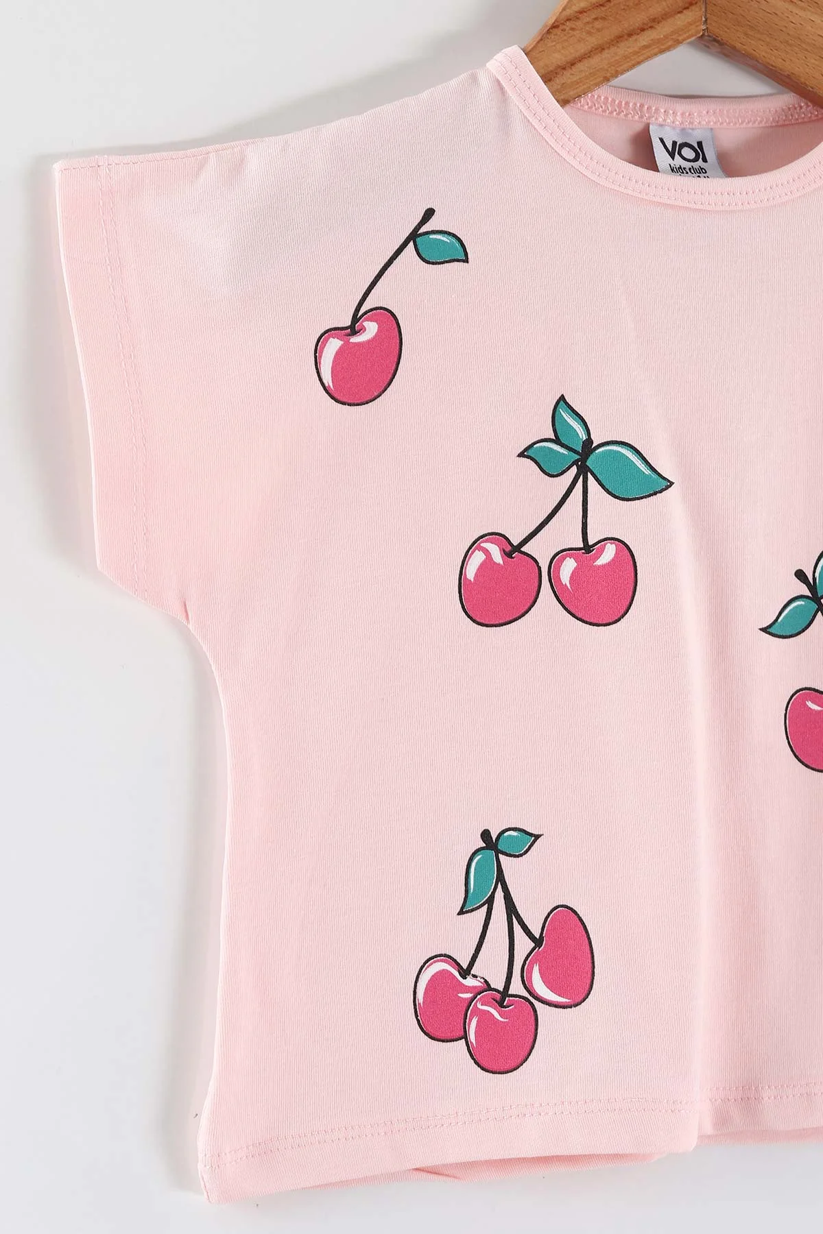 Pembe (0-4 Yaş)Kiraz Baskılı Tişörtlü Taytlı Kız Çocuk 2'li Takım 457211