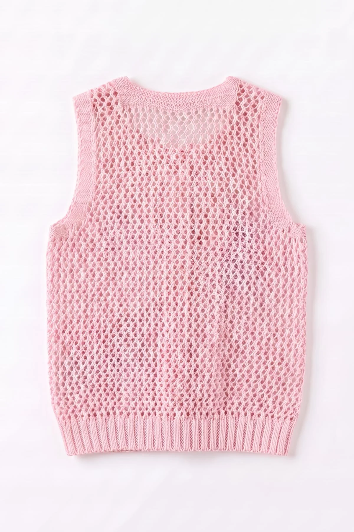 Pembe (0-5 Yaş) Ajurlu Çiçekli Kız Çocuk Yelek 474261