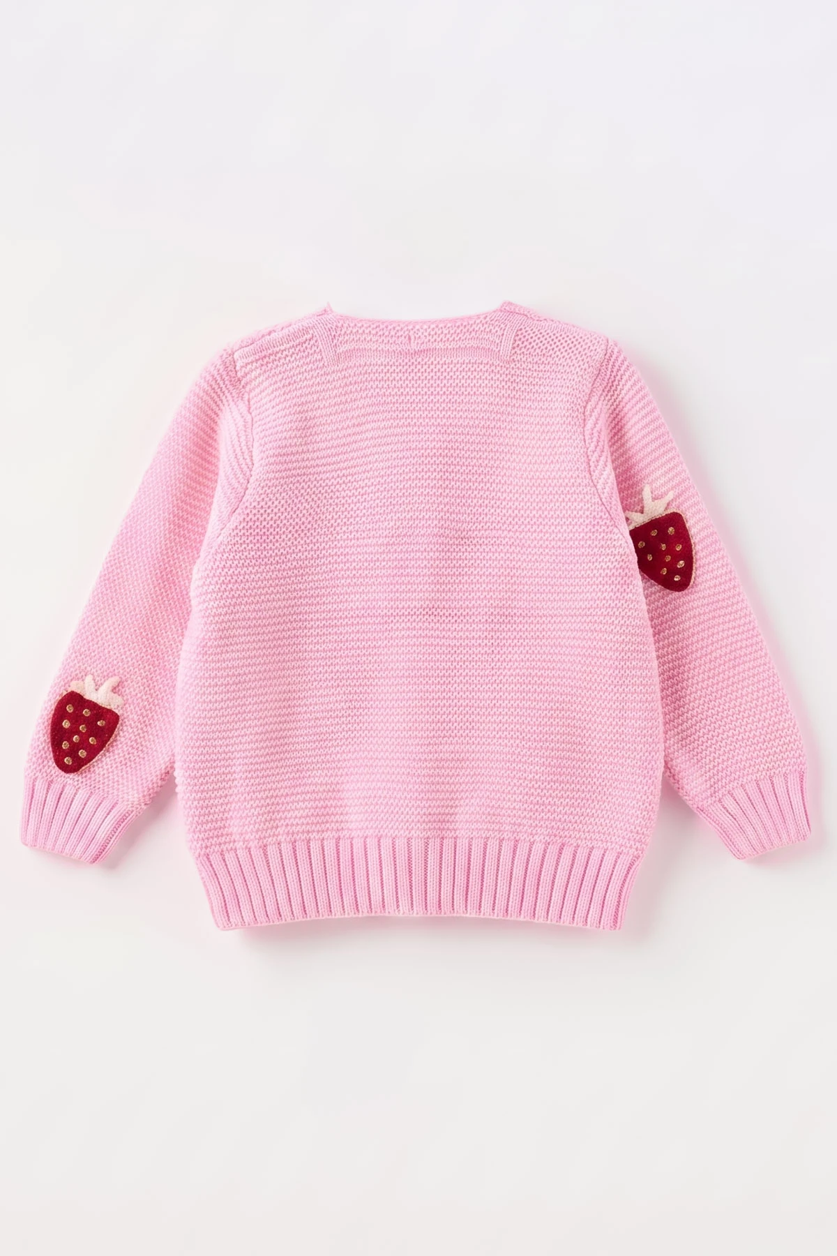 Pembe (0-5 Yaş) Çilek Nakışlı Düğmeli Kız Çocuk Hırka 474408