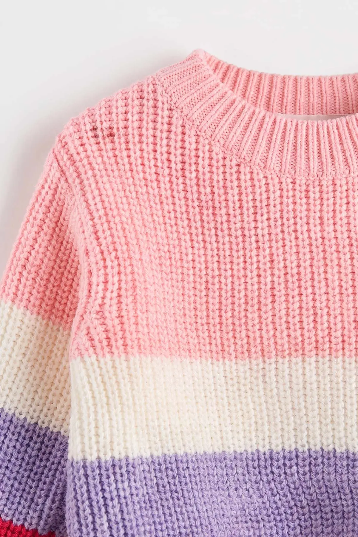 Pembe (0-5 Yaş)  Çizgili Model Selanik Örme Triko Kız Çocuk &Bebek Kazak 474890
