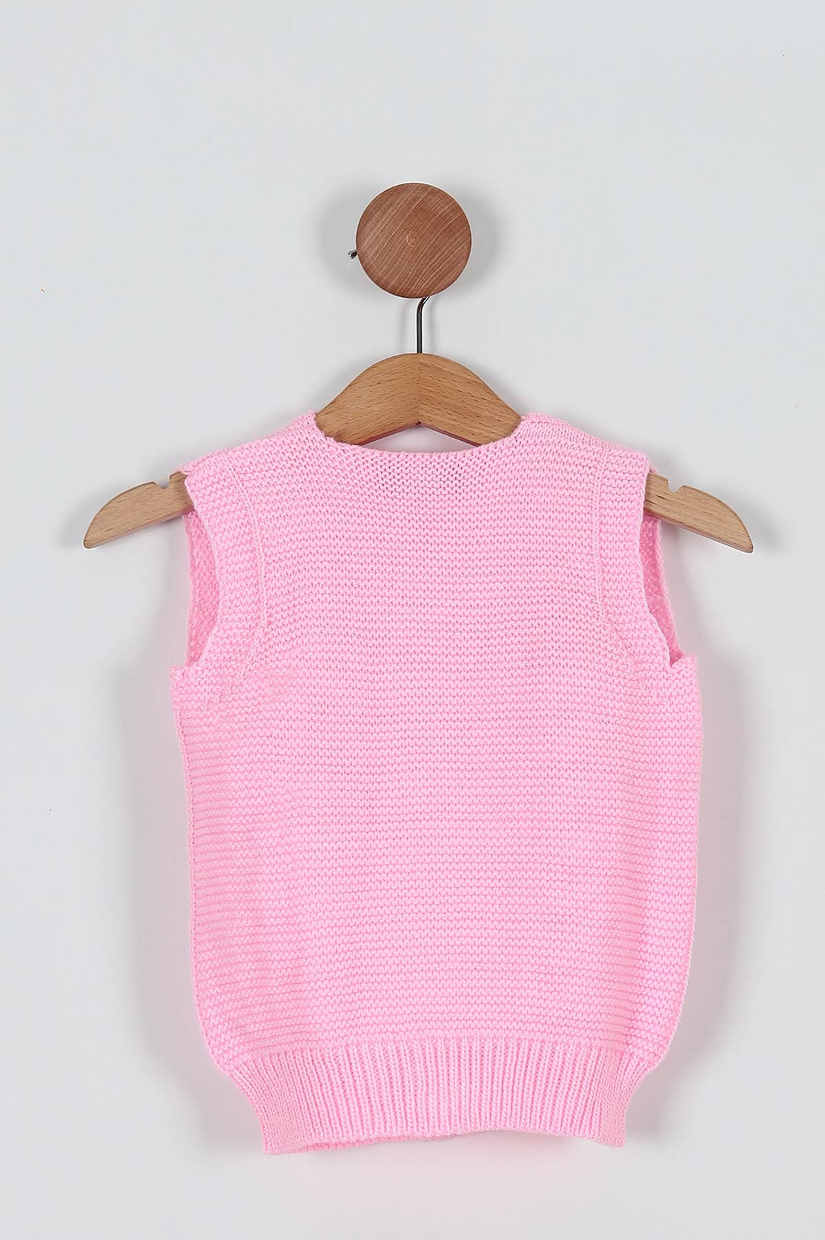Pembe (0-5 Yaş) Örgülü Detaylı Düğmeli Kız Çocuk Hırka Yelek 197412