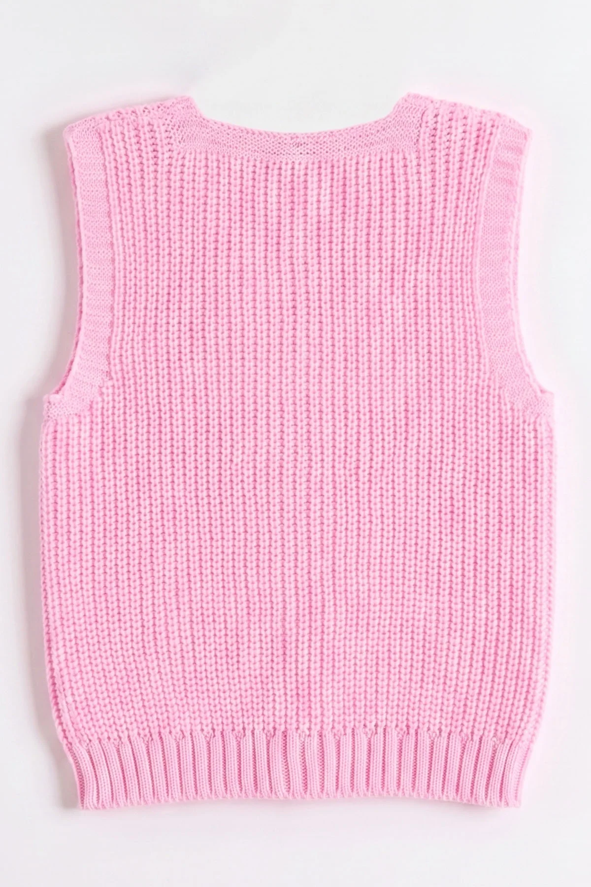 Pembe (0-5 Yaş) Pullu Çiçek Motifli Düğmeli Kız Çocuk Yelek 474425
