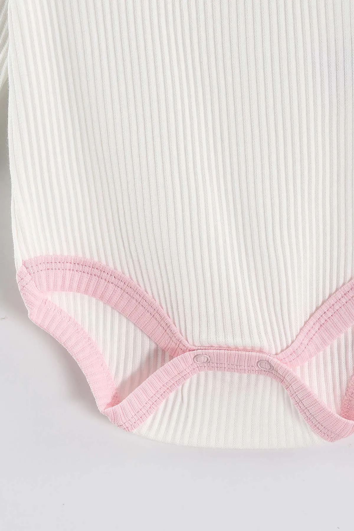 Pembe (0-6 Ay) Kalp Baskılı  Raporlu Uzun Kol 3'lü Kız Bebek Çıtçıtlı Badi 469242