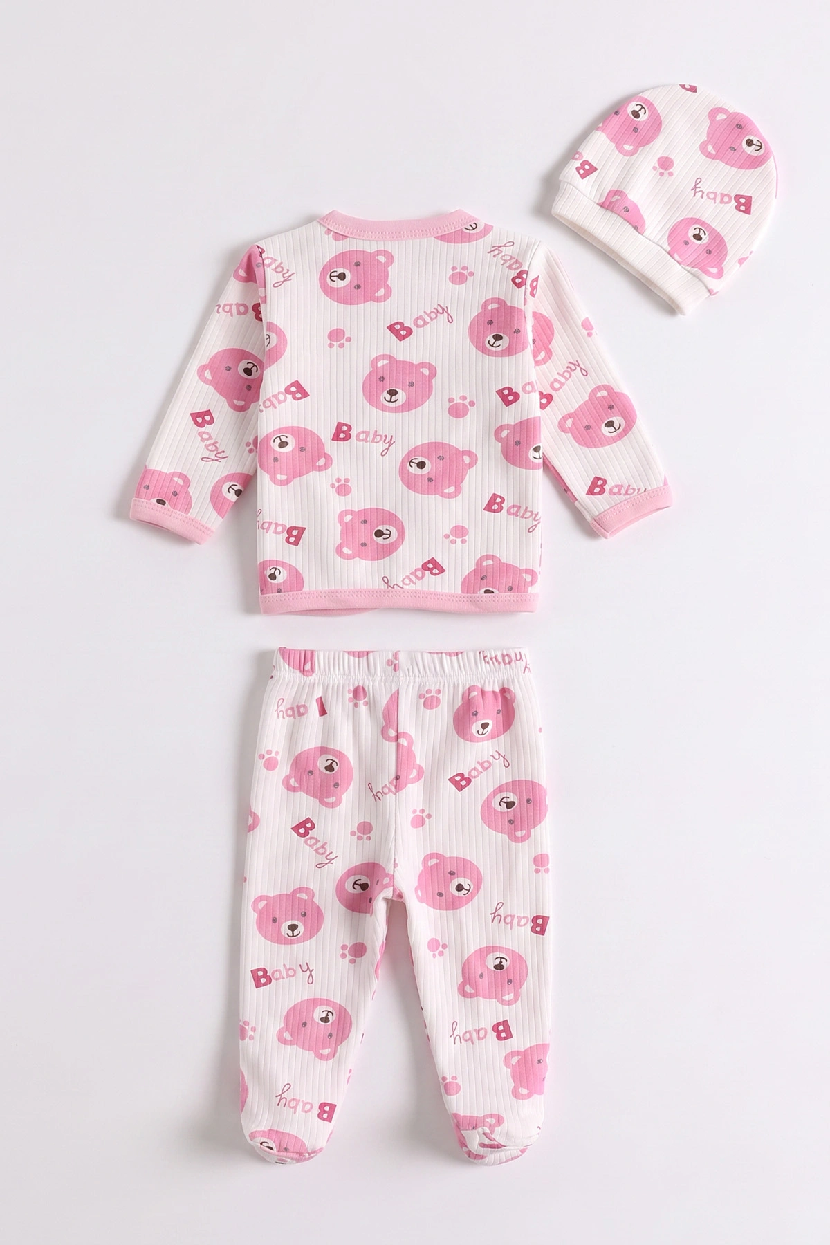 Pembe (0-6 Ay) Koala Baskılı Patikli Şapkalı  Raporlu Bebek Zıbın Seti 477329