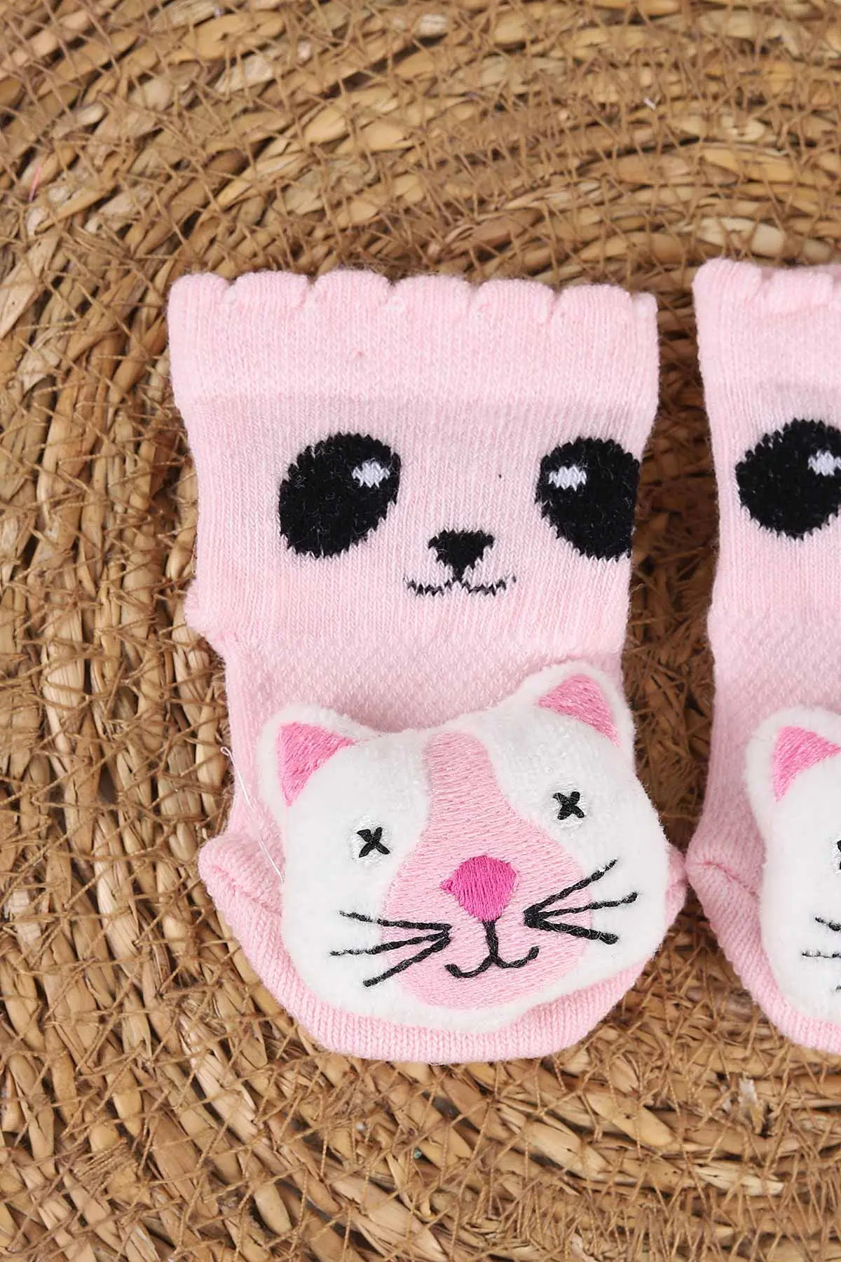 Pembe (0-6 Ay) Oyuncak Nakışlı Kız Bebek Çorap 467478
