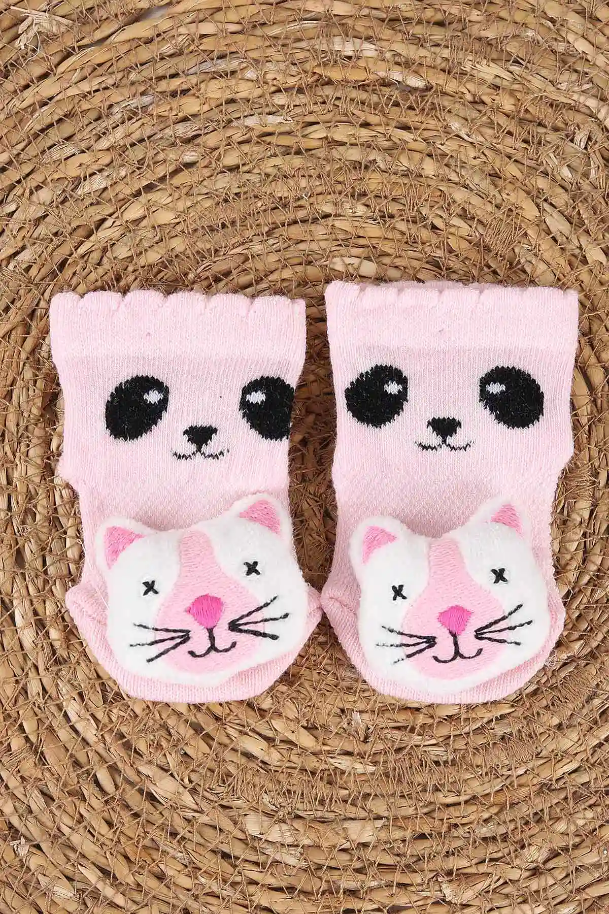 Pembe (0-6 Ay) Oyuncak Nakışlı Kız Bebek Çorap 467478