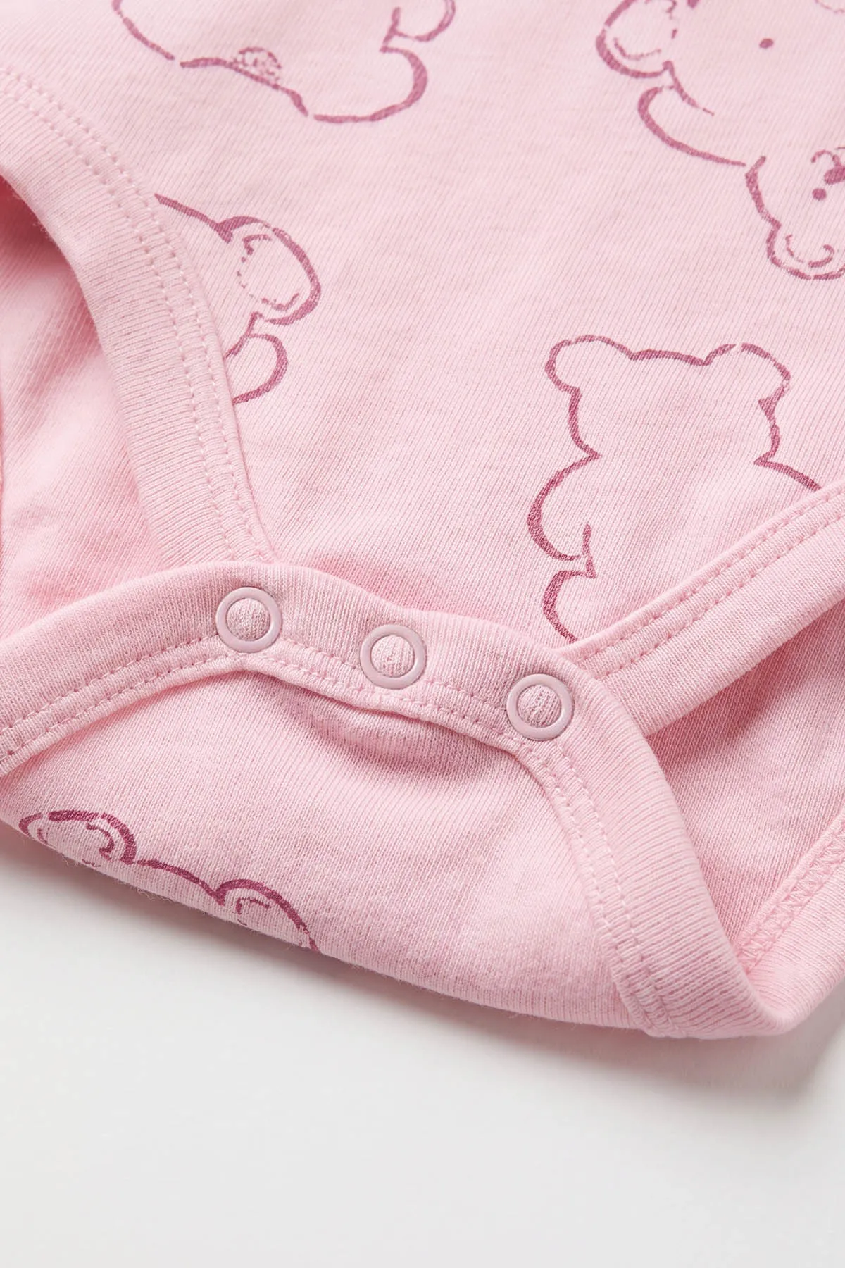 Pembe (0-9 Ay) Ayı Desenli Bebek Çıtçıtlı Badi 482278