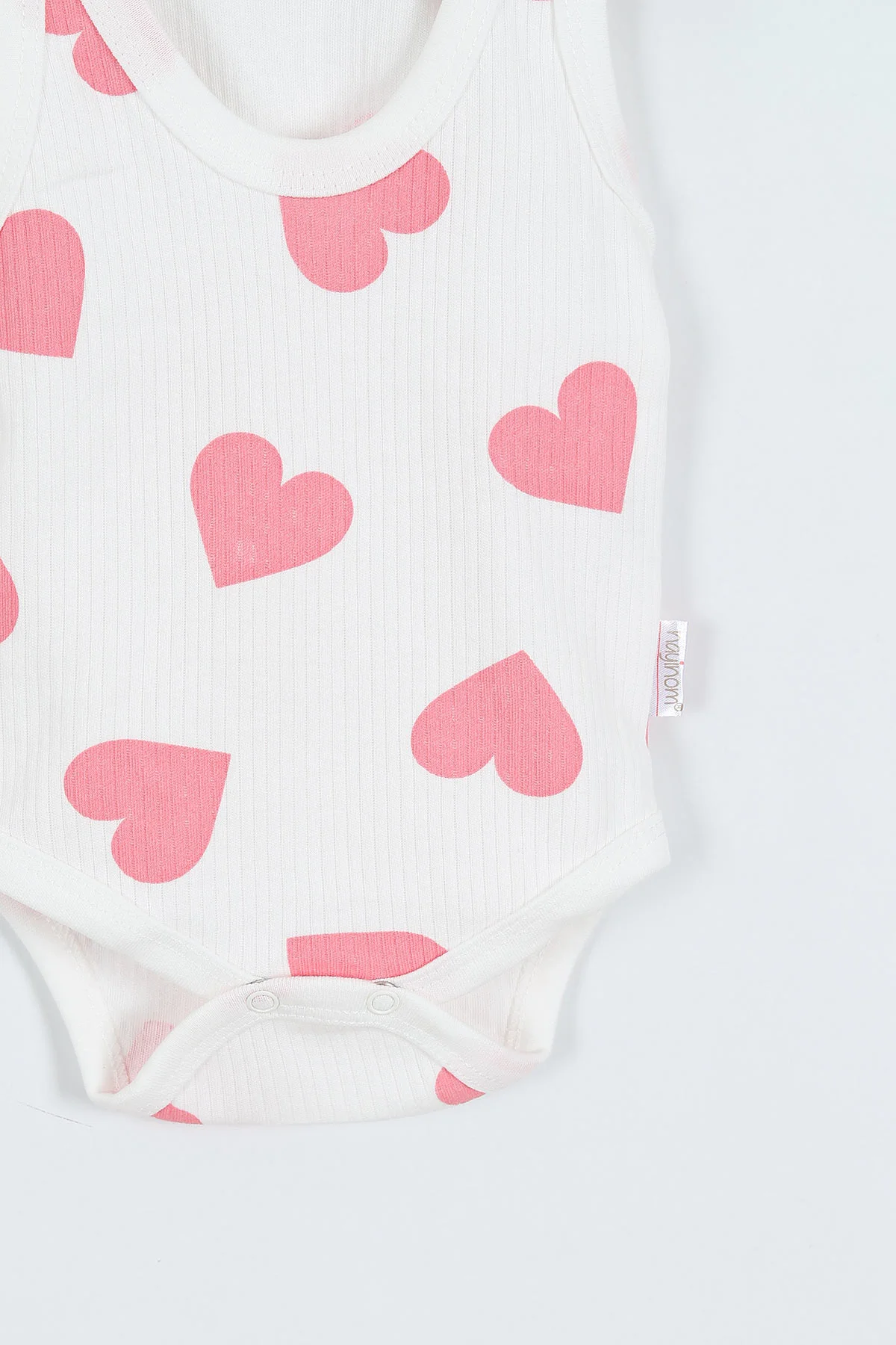 Pembe (0-9 Ay) Büyük Kalp Basklı Kız Bebek Çıtçıtlı Badi 351380