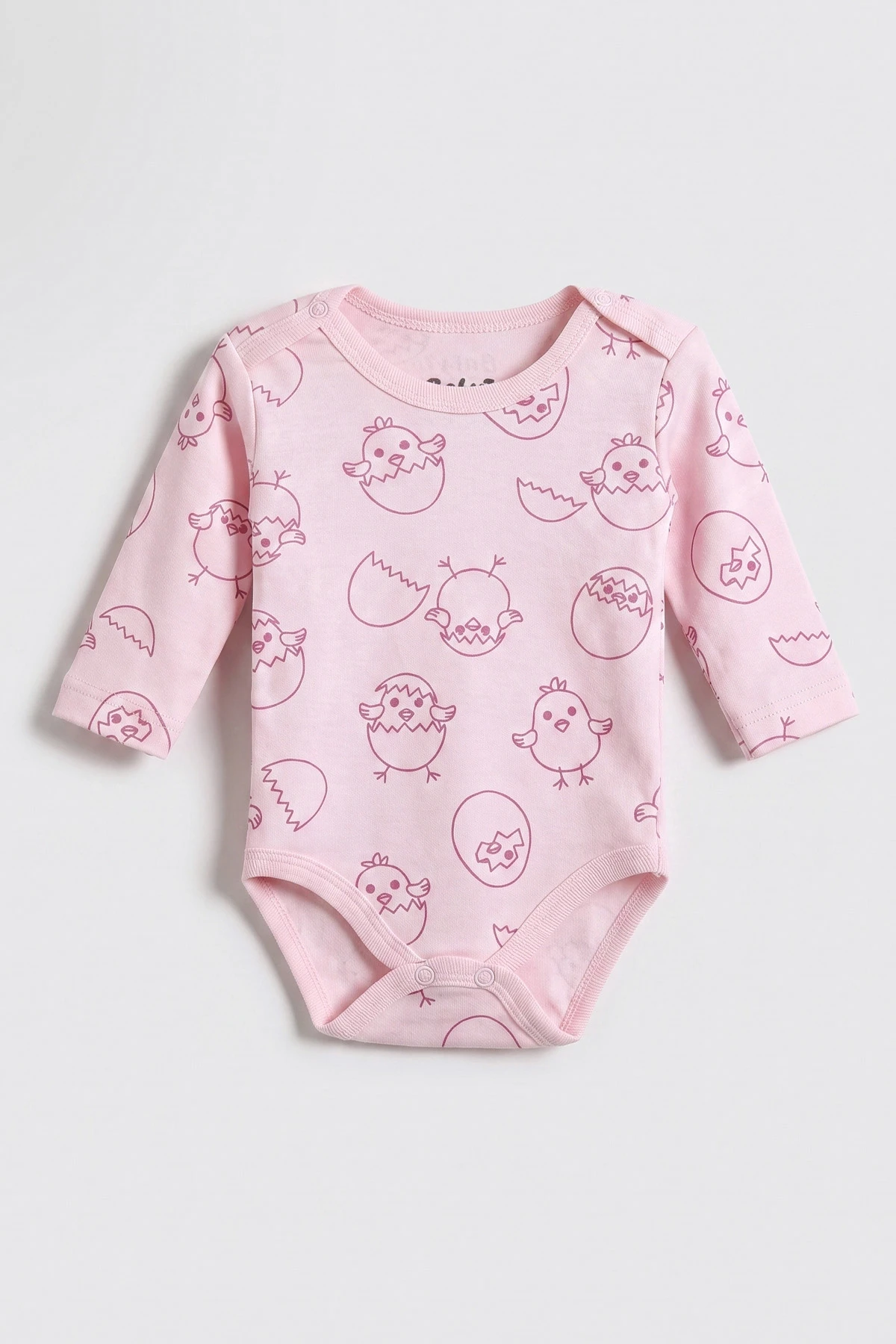 Pembe (0-9 Ay) Civciv Desenli Bebek Çıtçıtlı Badi 482316