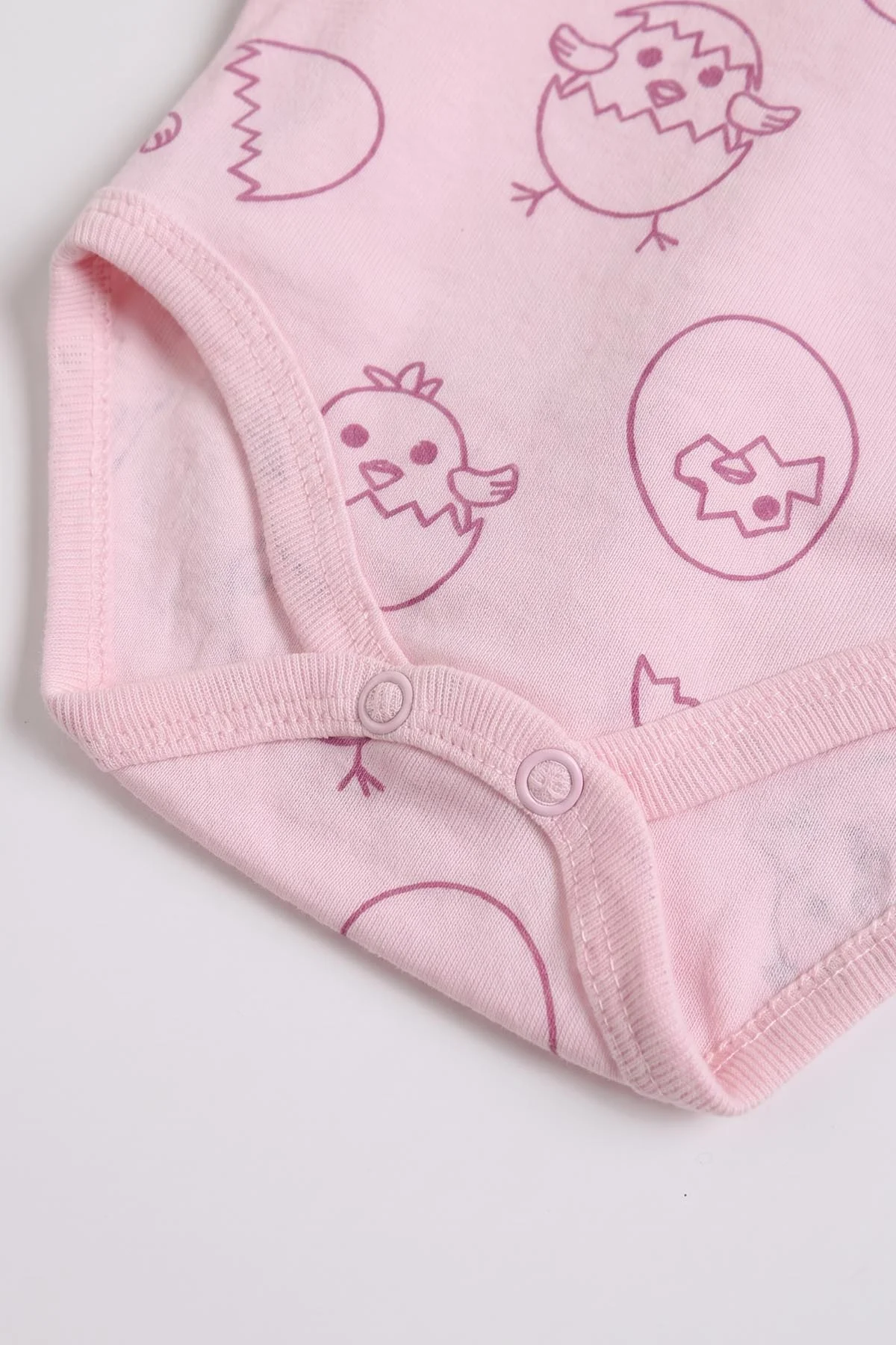 Pembe (0-9 Ay) Civciv Desenli Bebek Çıtçıtlı Badi 482316