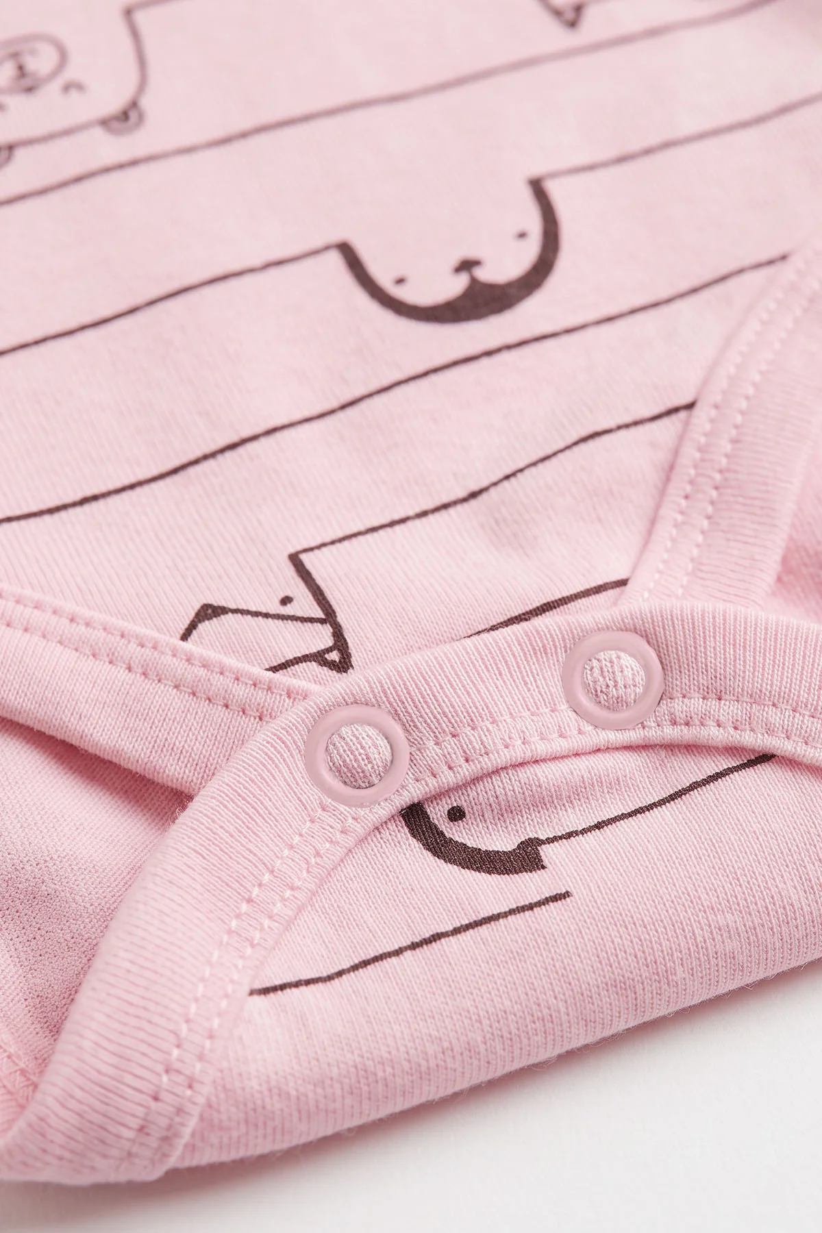 Pembe (0-9 Ay) Çizgili Hayvan Desenli Bebek Çıtçıtlı Badi 482292