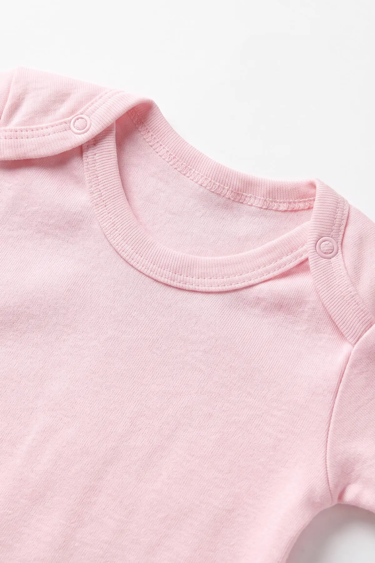 Pembe (0-9 Ay) Düz Kısa Kol Bebek Çıtçıtlı Badi 482345