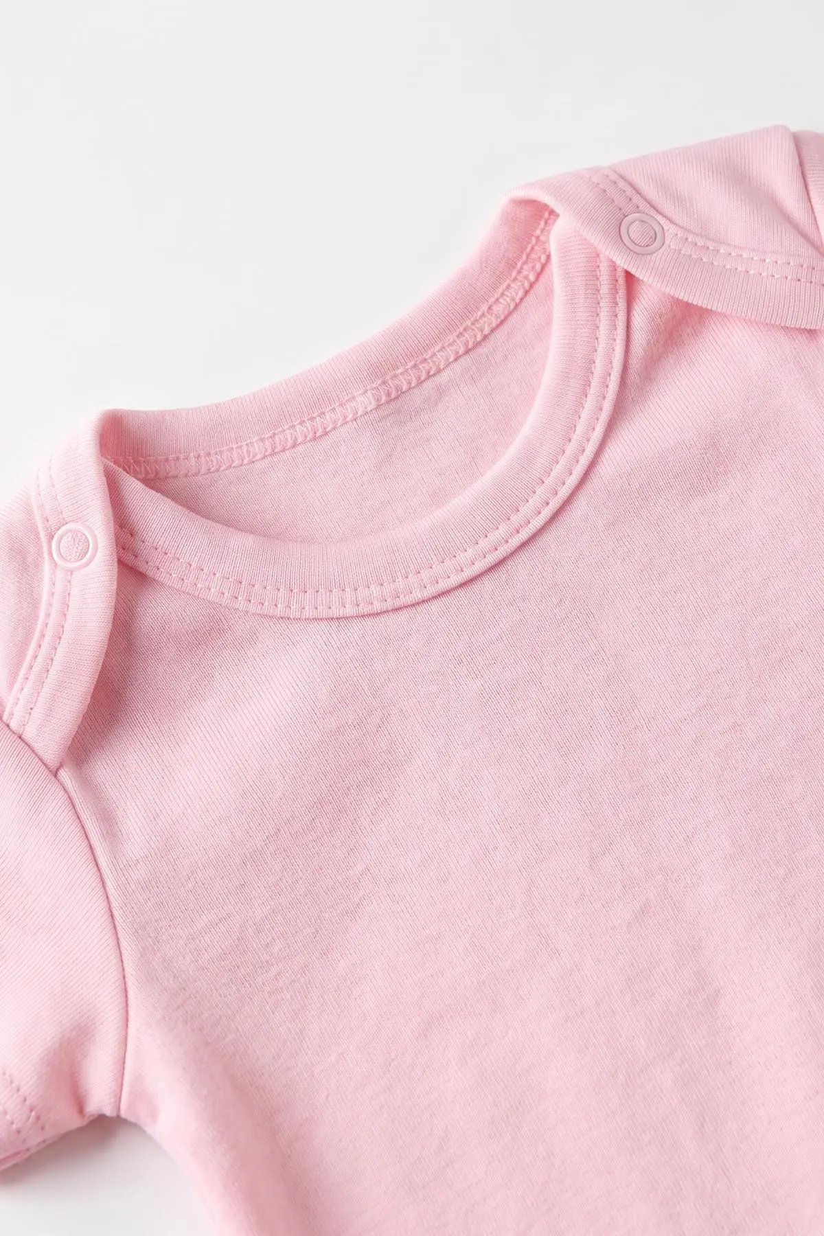 Pembe (0-9 Ay ) Düz Kısa Kol Bebek & Çocuk Çıtçıtlı Badi 480413