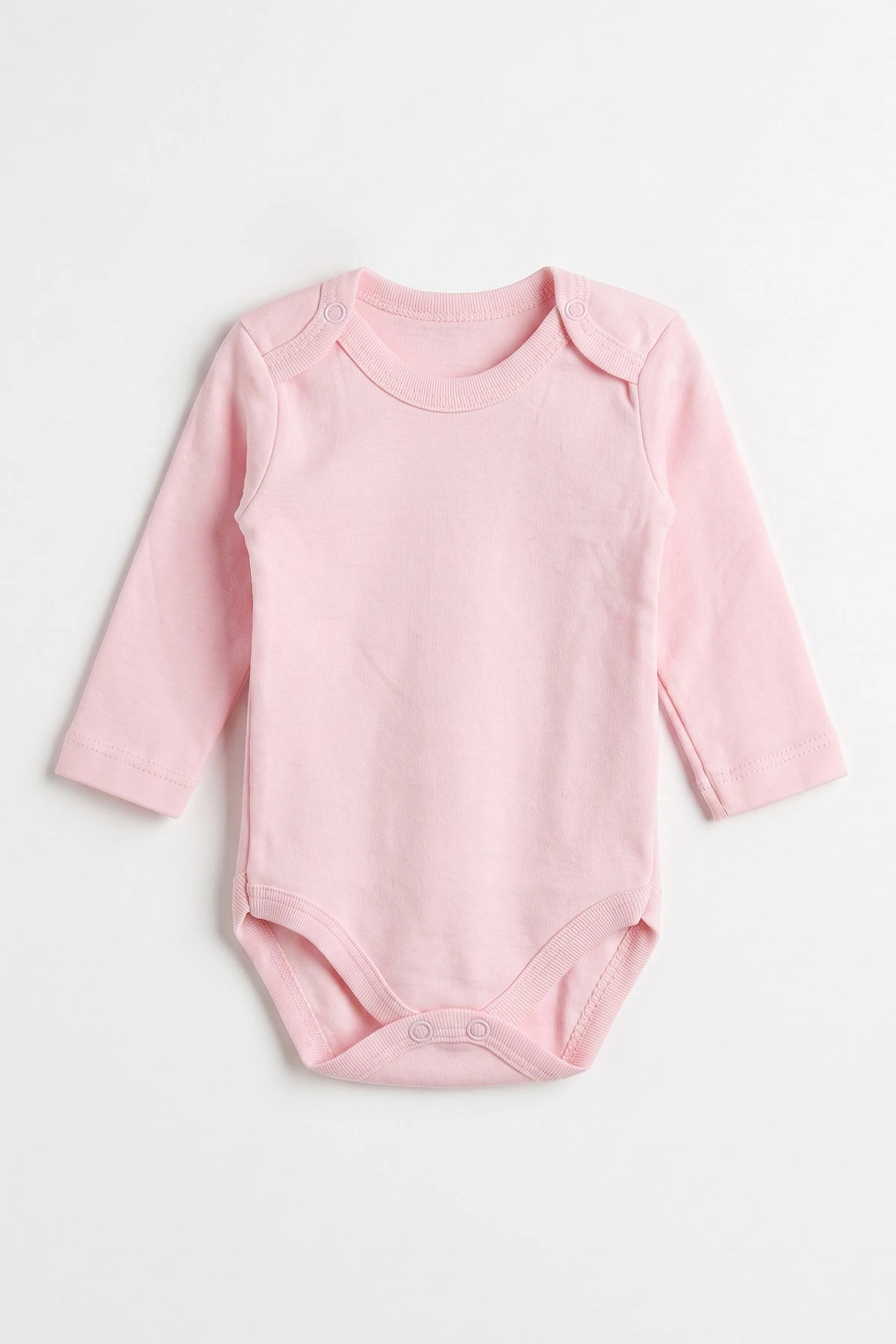 Pembe (0-9 Ay) Düz Uzun Kol Bebek Çıtçıtlı Badi 482322
