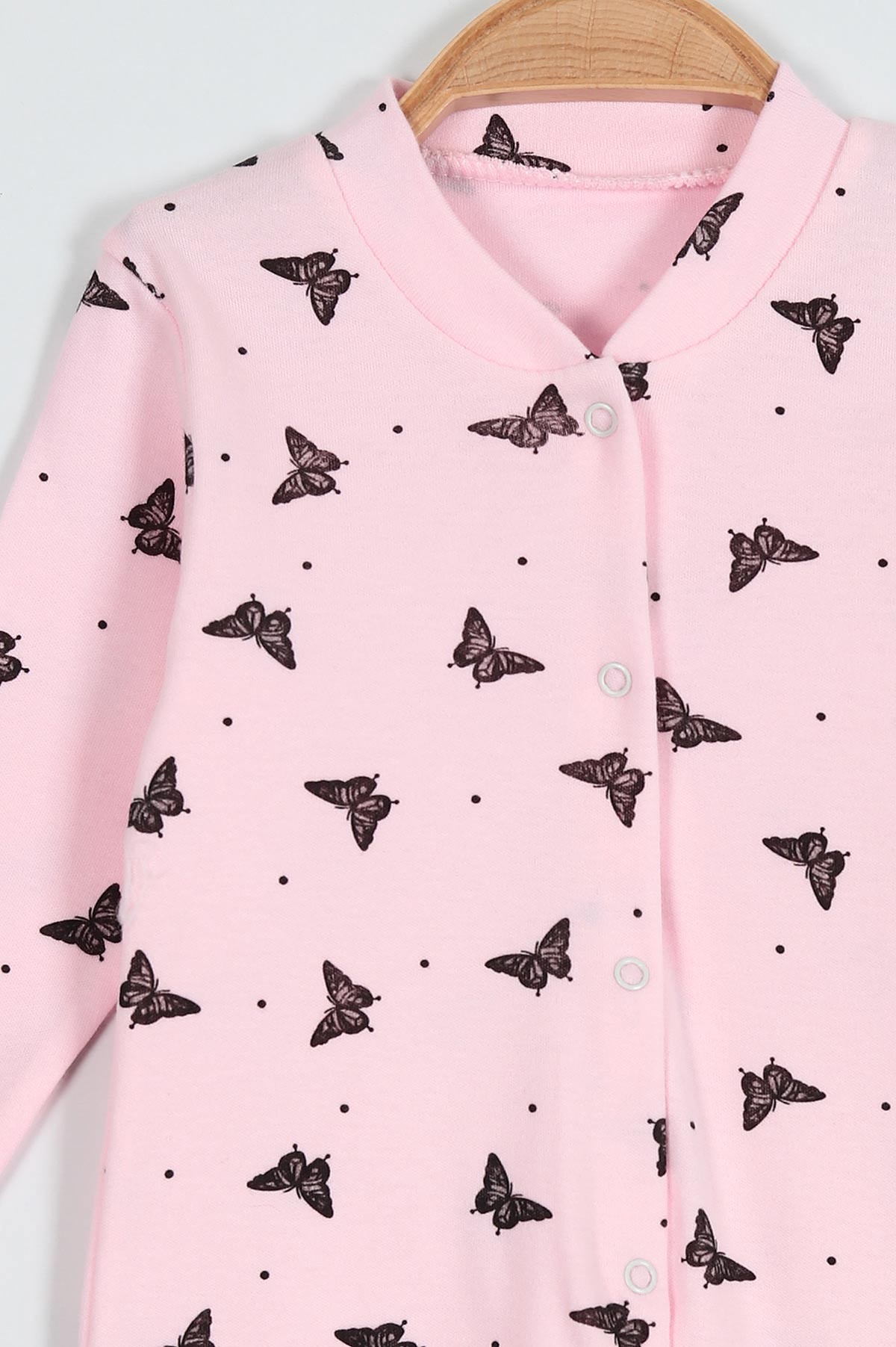 Pembe (0-9 Ay) Kelebek Baskılı Çıtçıtlı Kız Bebe Tulum 203442