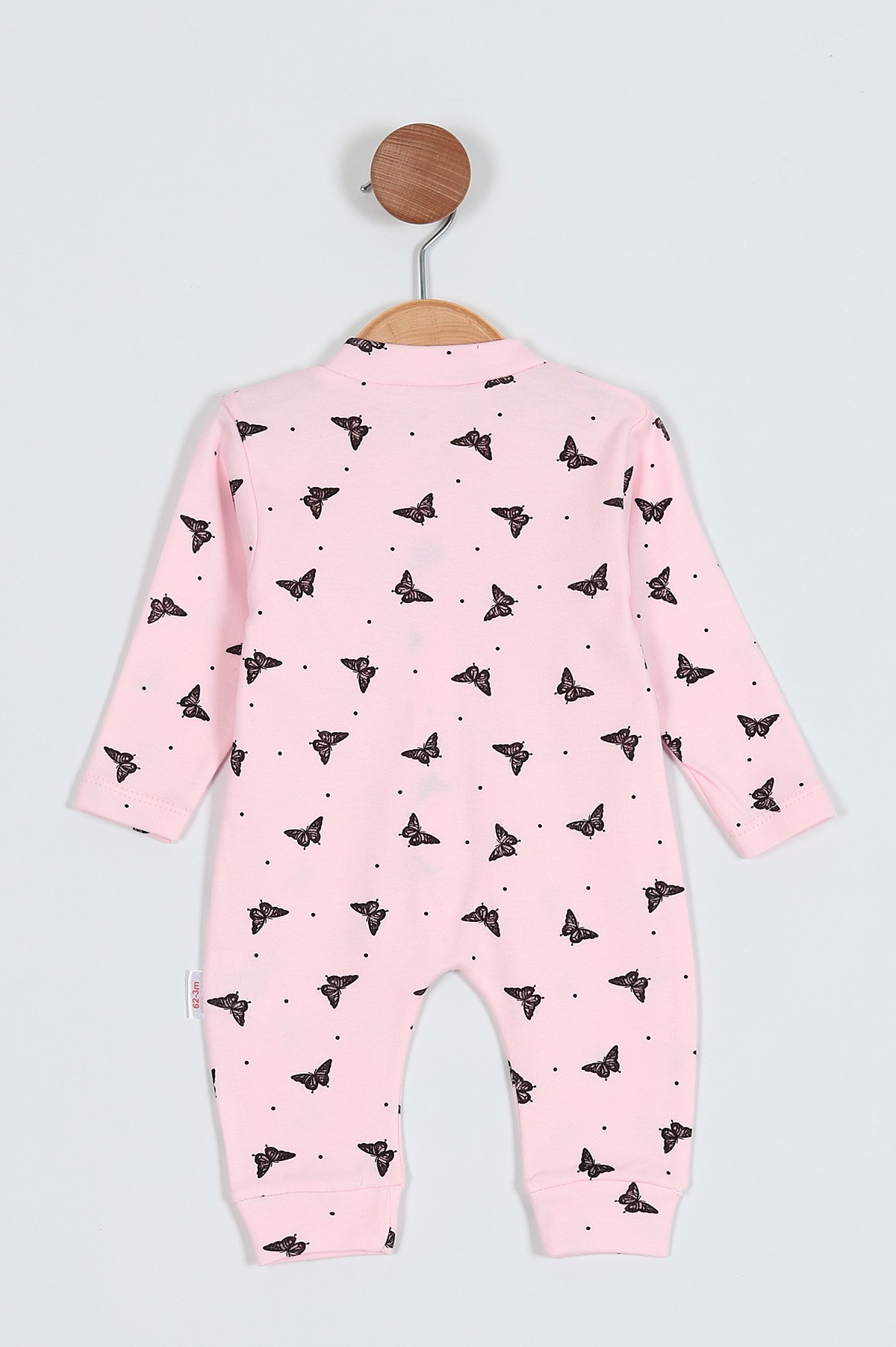 Pembe (0-9 Ay) Kelebek Baskılı Çıtçıtlı Kız Bebe Tulum 203442