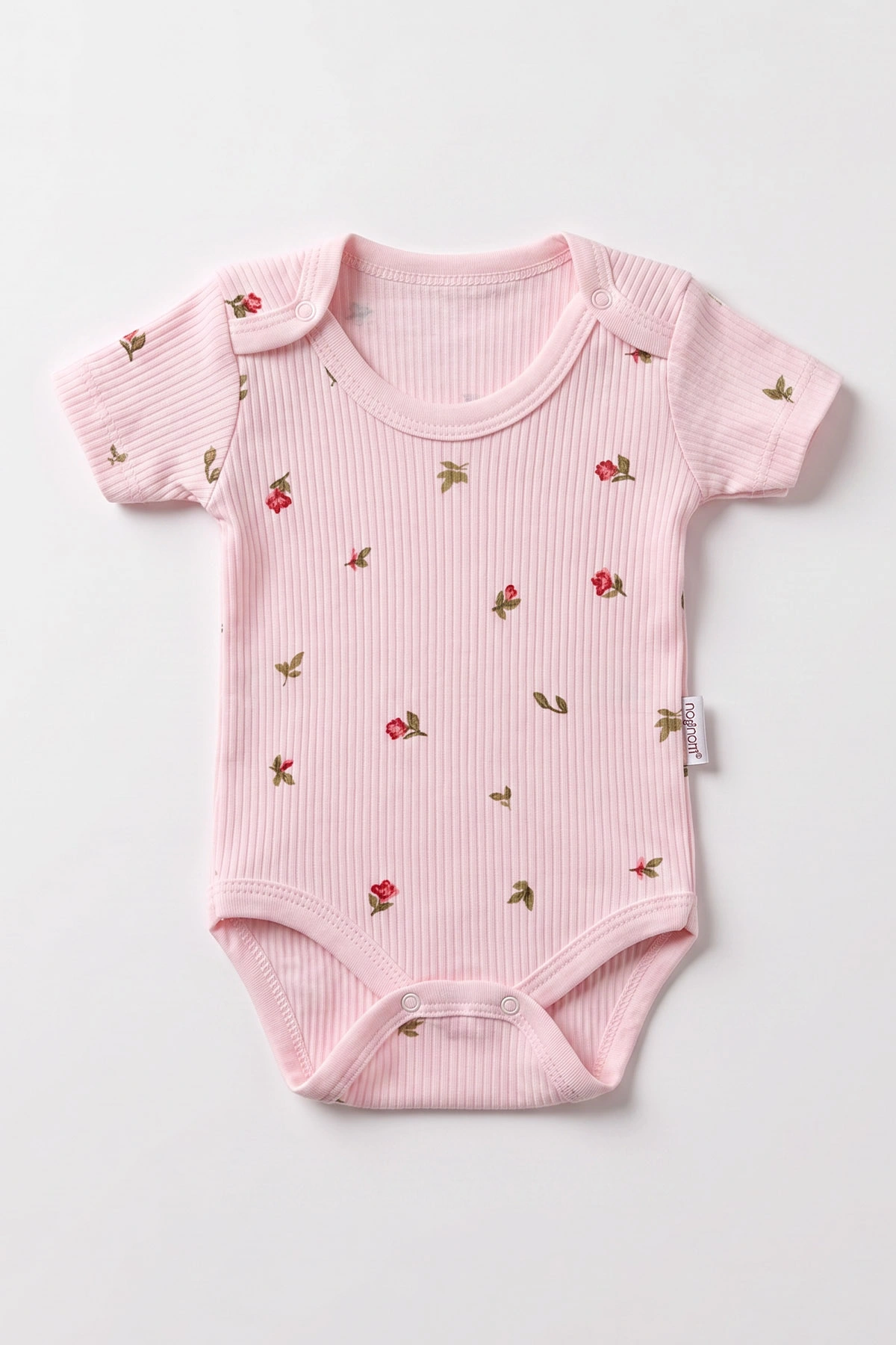 Pembe (0-9 Ay )  Minik Lale   Baskılı Kısa Kol  Bebek & Çocuk Çıtçıtlı Badi 480437