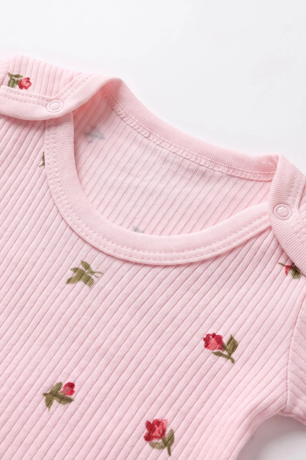 Pembe (0-9 Ay )  Minik Lale   Baskılı Kısa Kol  Bebek & Çocuk Çıtçıtlı Badi 480437