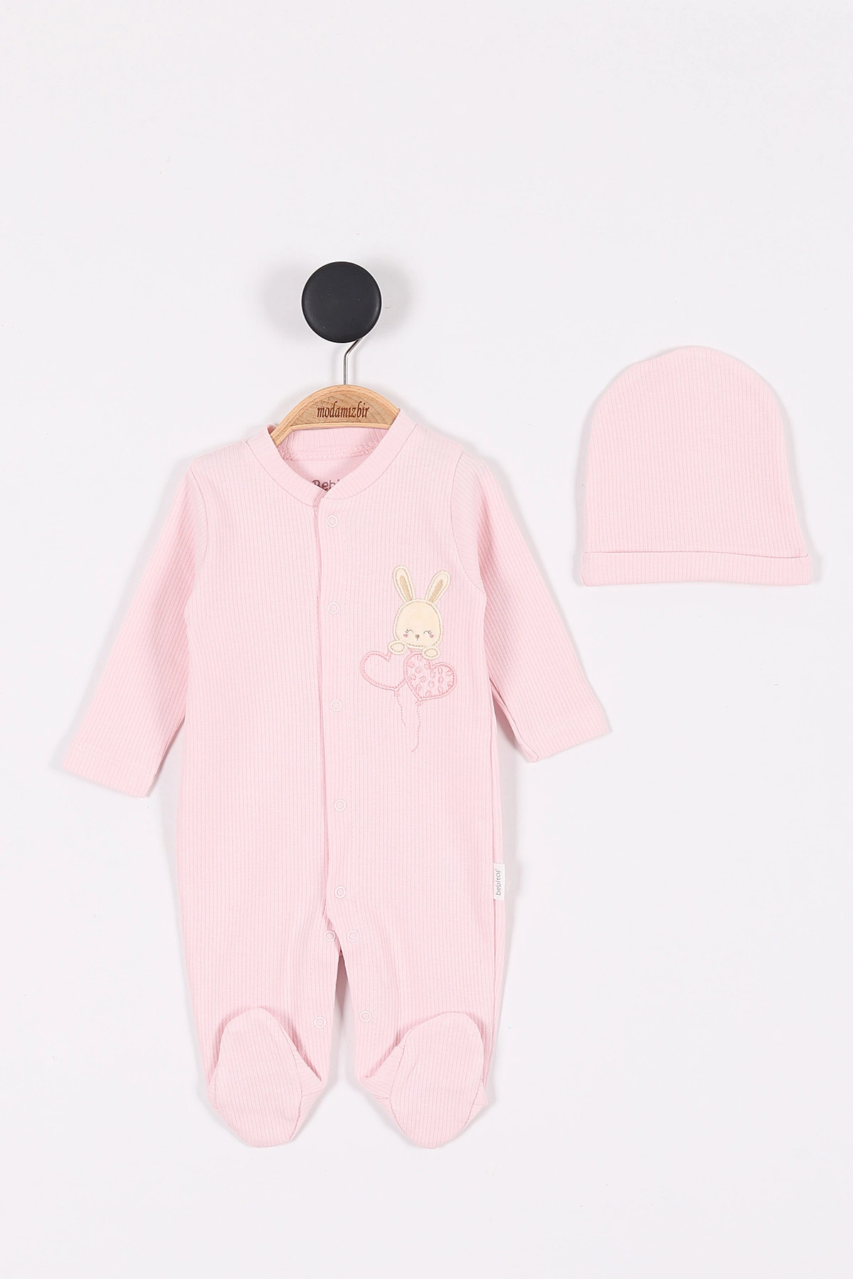 Pembe (0-9 Ay) Nakışlı Çıtçıtlı Bebek Tulum 280624