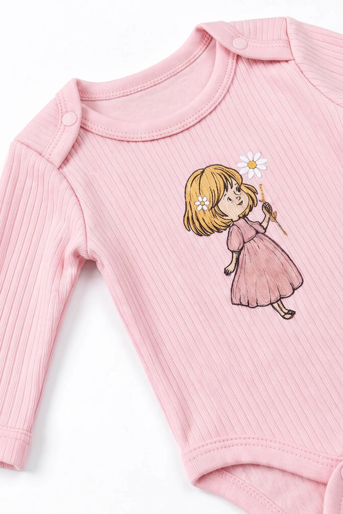 Pembe (0-9 Ay) Papatyalı Kız Nakışlı Kız Bebek Takım 480480