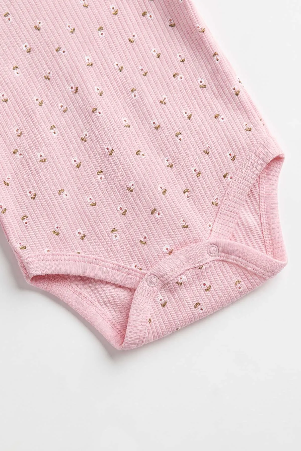 Pembe (0-9 Ay )Raporlu Çiçek Desenli  Uzun Kollu Kız    Bebek & Çocuk Çıtçıtlı Badi 480379