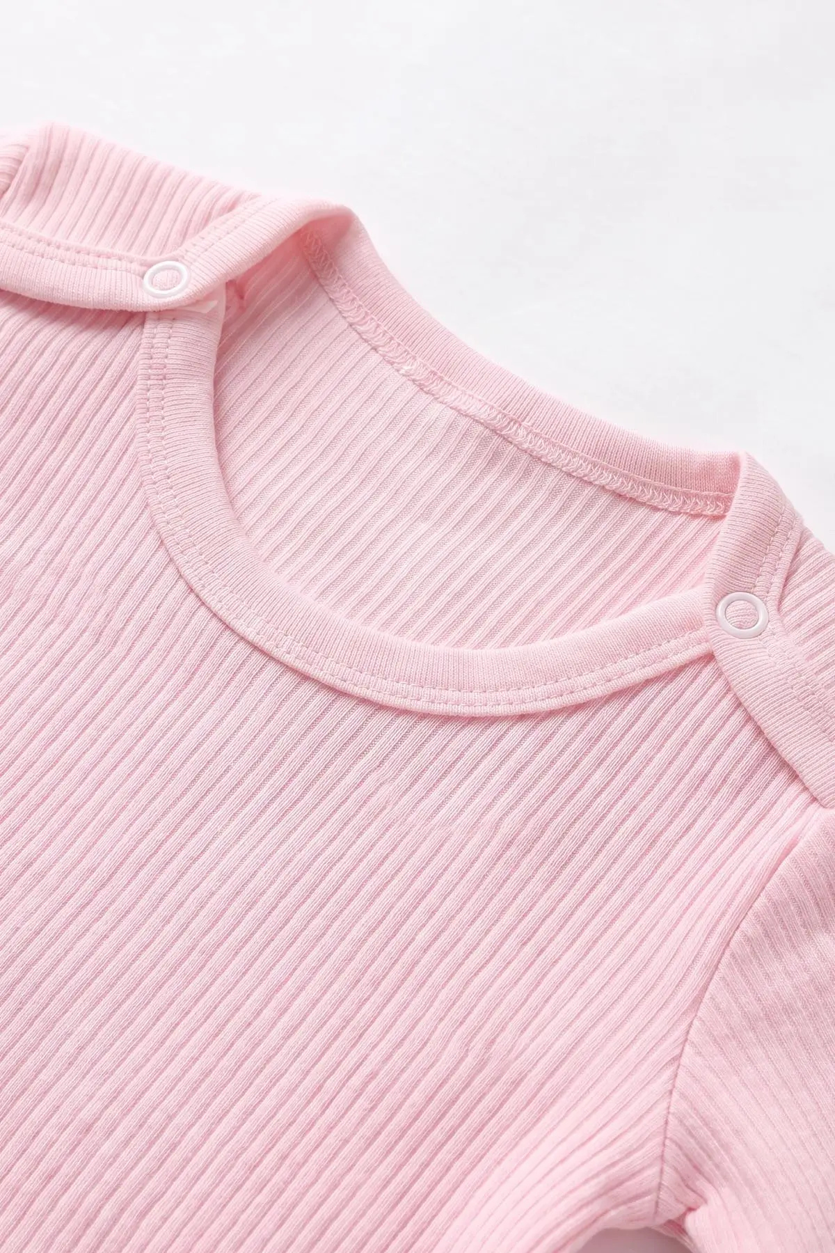Pembe (0-9 Ay ) Raporlu Düz Kısa Kol Bebek & Çocuk Çıtçıtlı Badi 480408