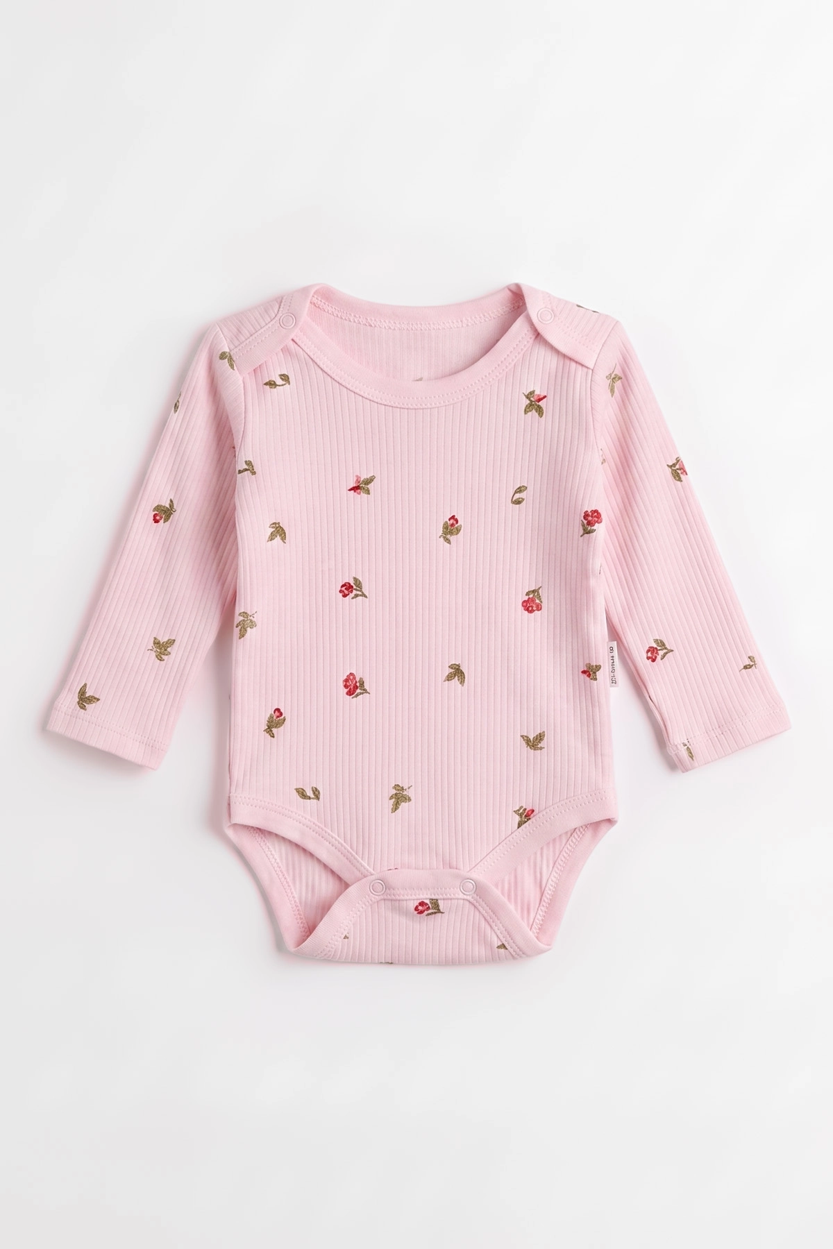 Pembe (0-9 Ay )Raporlu Lale Desenli  Uzun Kollu Kız    Bebek & Çocuk Çıtçıtlı Badi 480381