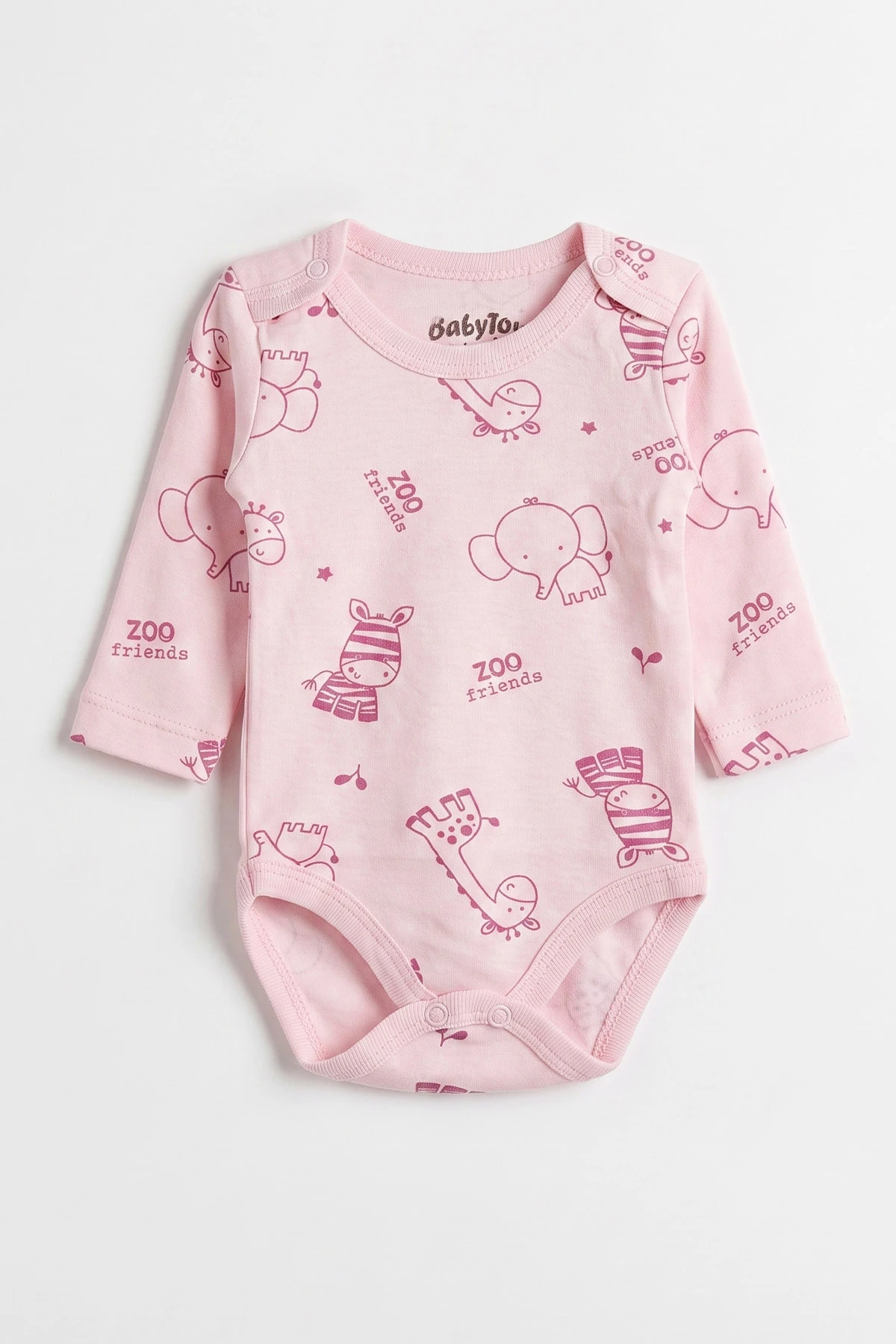 Pembe (0-9 Ay) Safari  Desenli Bebek Çıtçıtlı Badi 482302