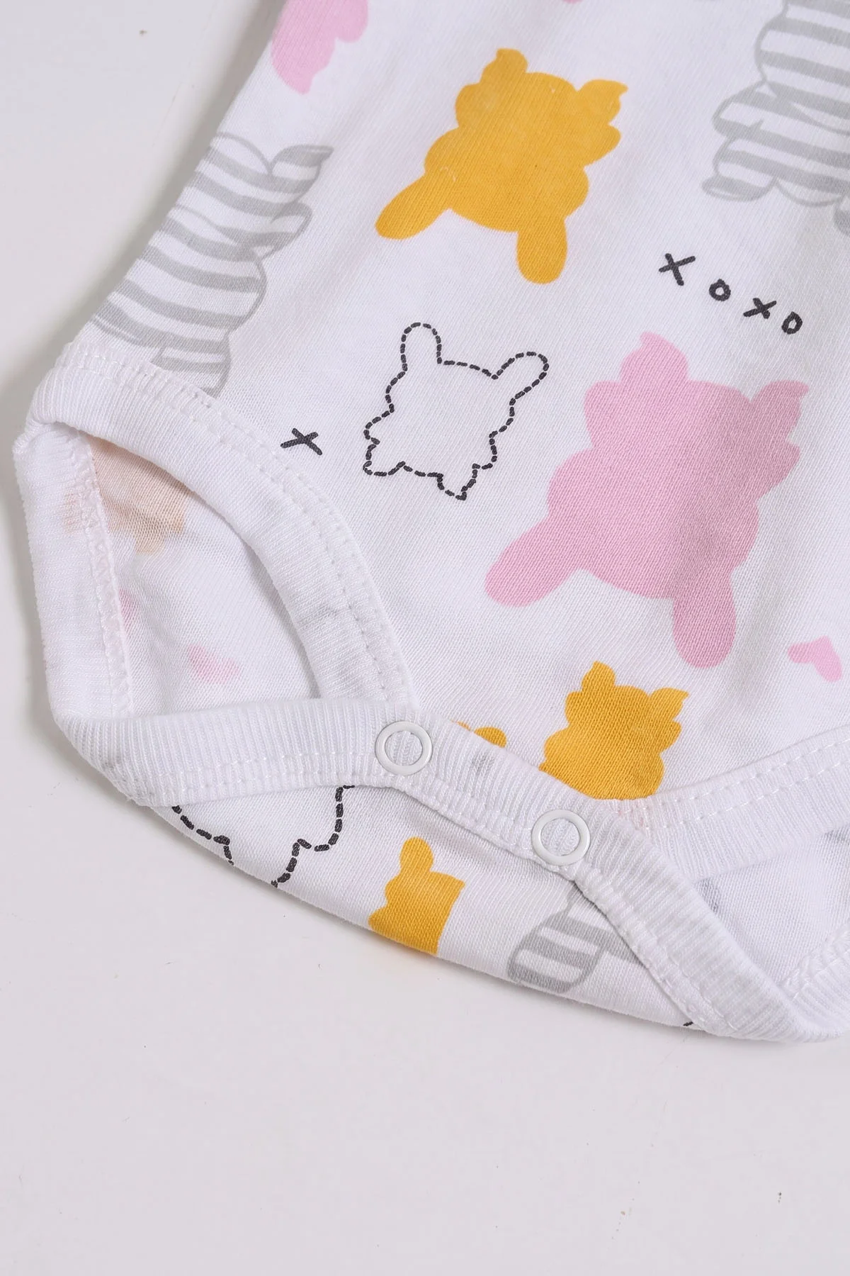 Pembe (0-9 Ay) Tavşan Desenli Uzun Kol Bebek Çıtçıtlı Badi 482327