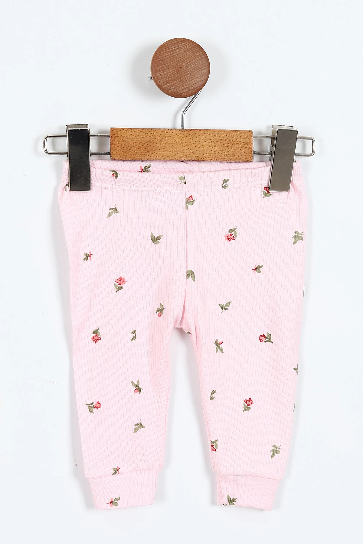 Pembe (0-9 Ay)Lale Desenli Önü Çıtçıtlı Kız Bebek Pijama Takımı 375221