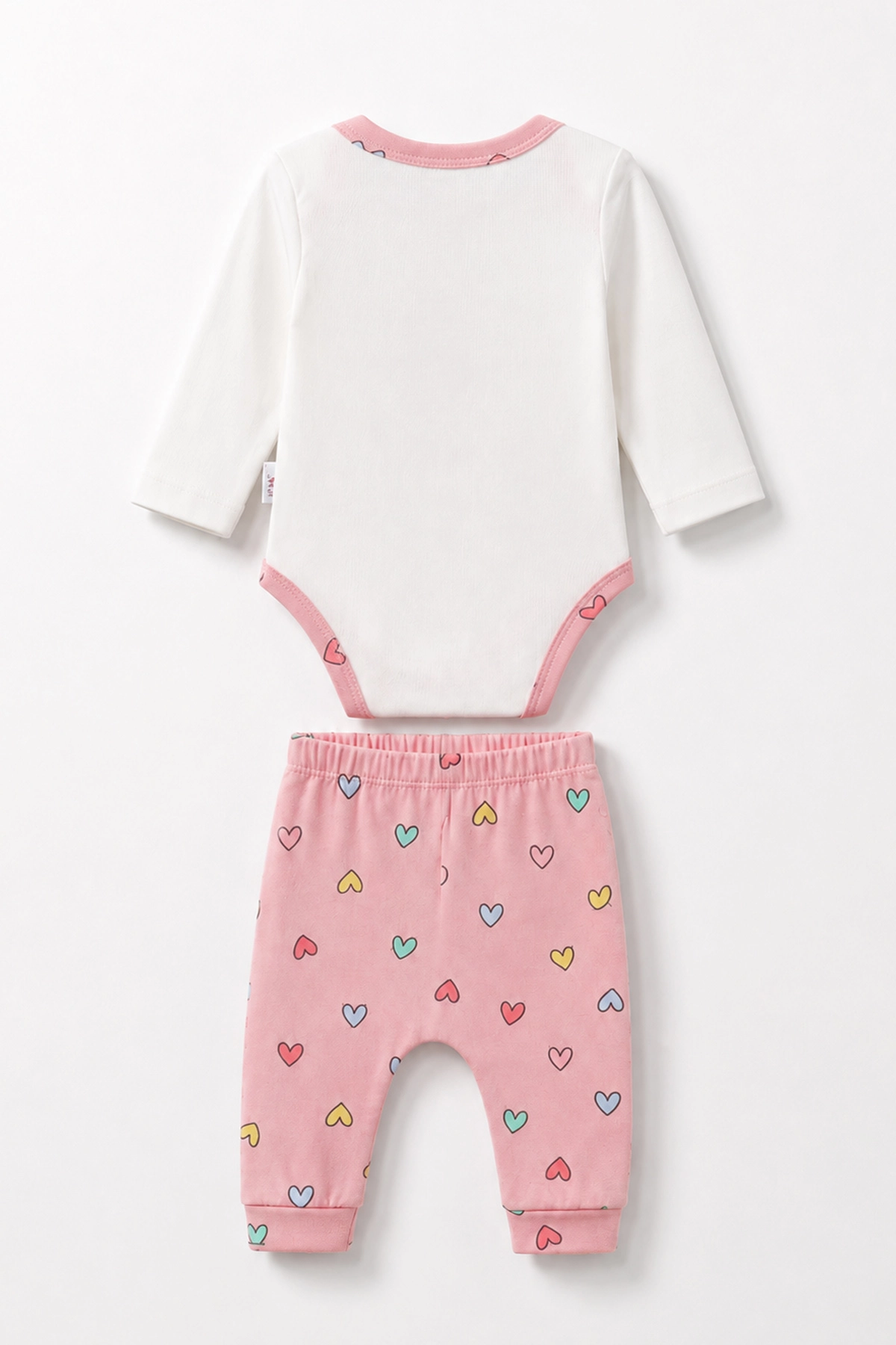 Pembe (0-9 Ay)Taçlı Ayıcık Baskılı Çıt Çıtlı Badili Kız Bebek Takım 477399