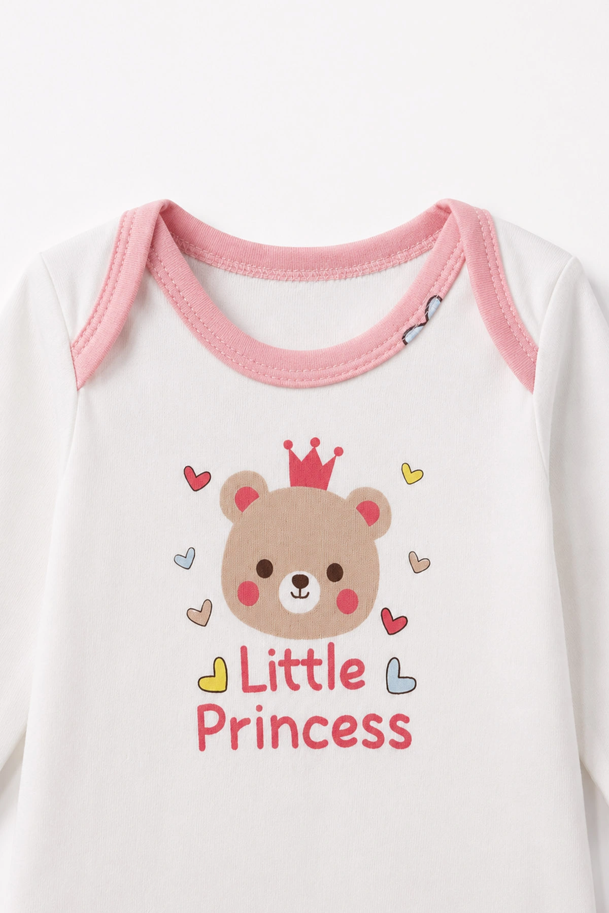 Pembe (0-9 Ay)Taçlı Ayıcık Baskılı Çıt Çıtlı Badili Kız Bebek Takım 477399