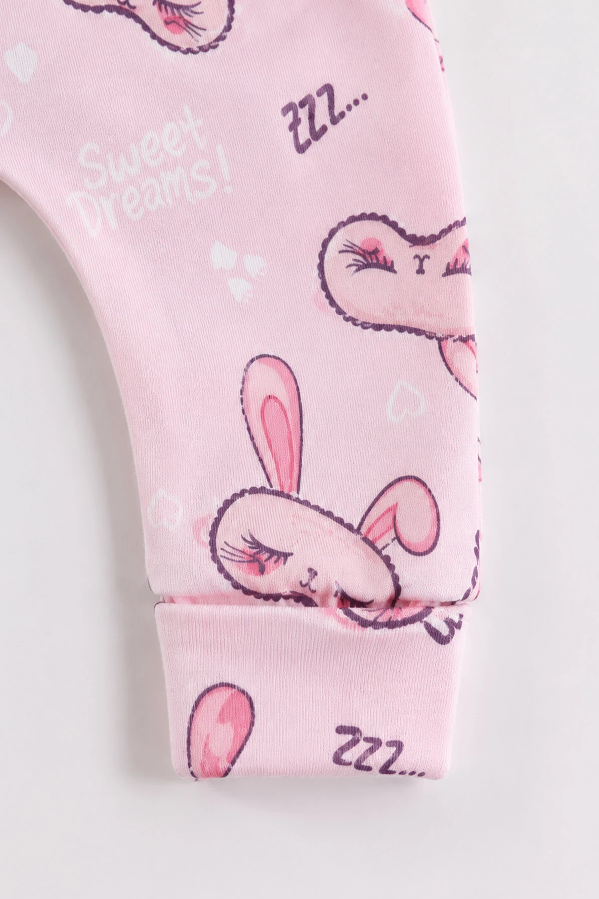 Pembe (0-9 Ay)Tavşan Baskılı Çıt Çıtlı Badili Kız Bebek Takım 477396