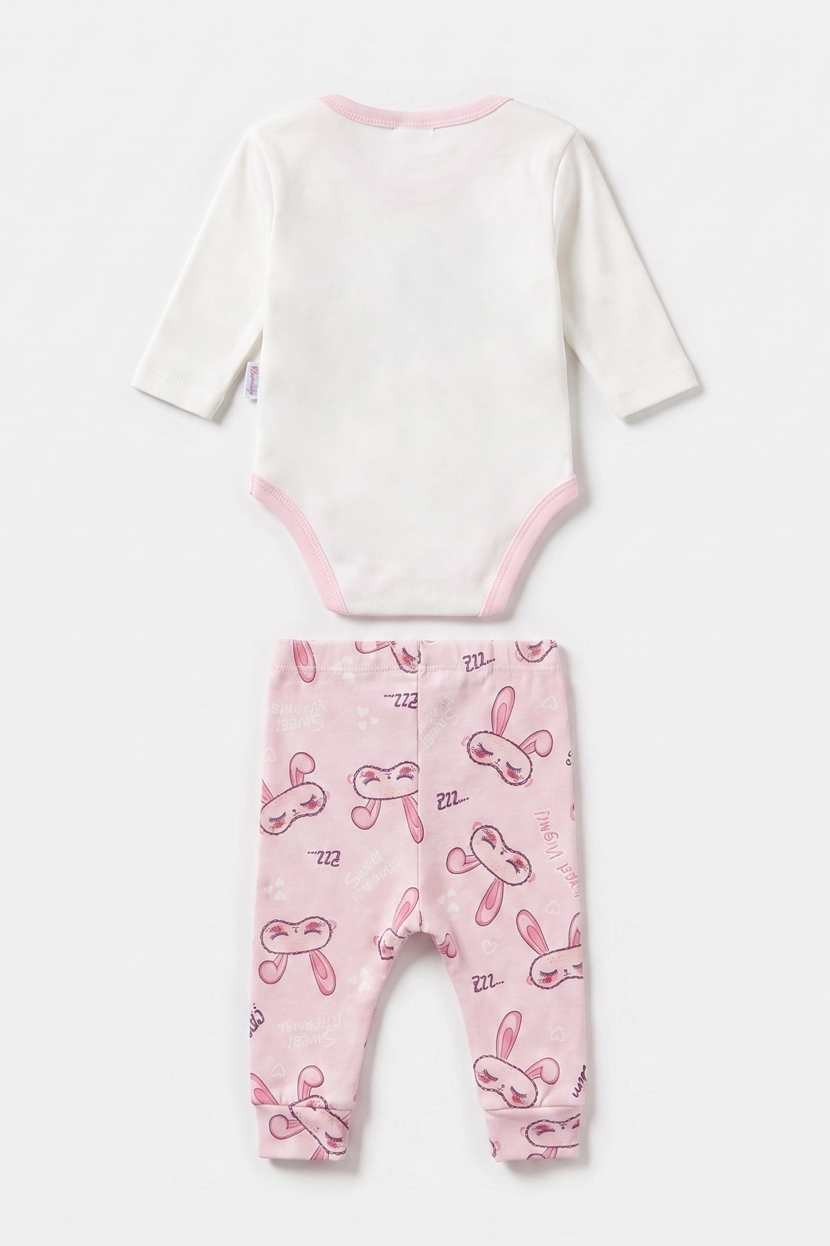 Pembe (0-9 Ay)Tavşan Baskılı Çıt Çıtlı Badili Kız Bebek Takım 477396