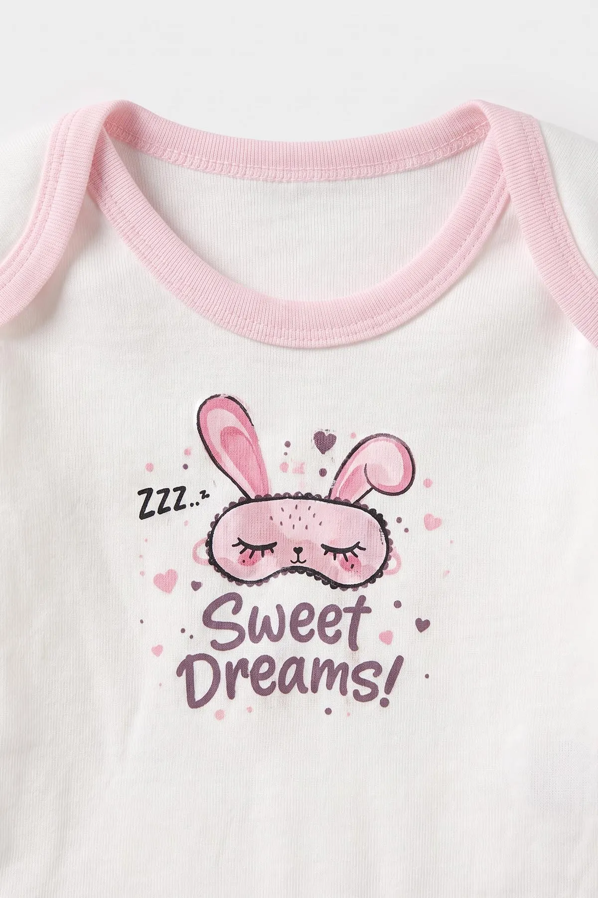 Pembe (0-9 Ay)Tavşan Baskılı Çıt Çıtlı Badili Kız Bebek Takım 477396