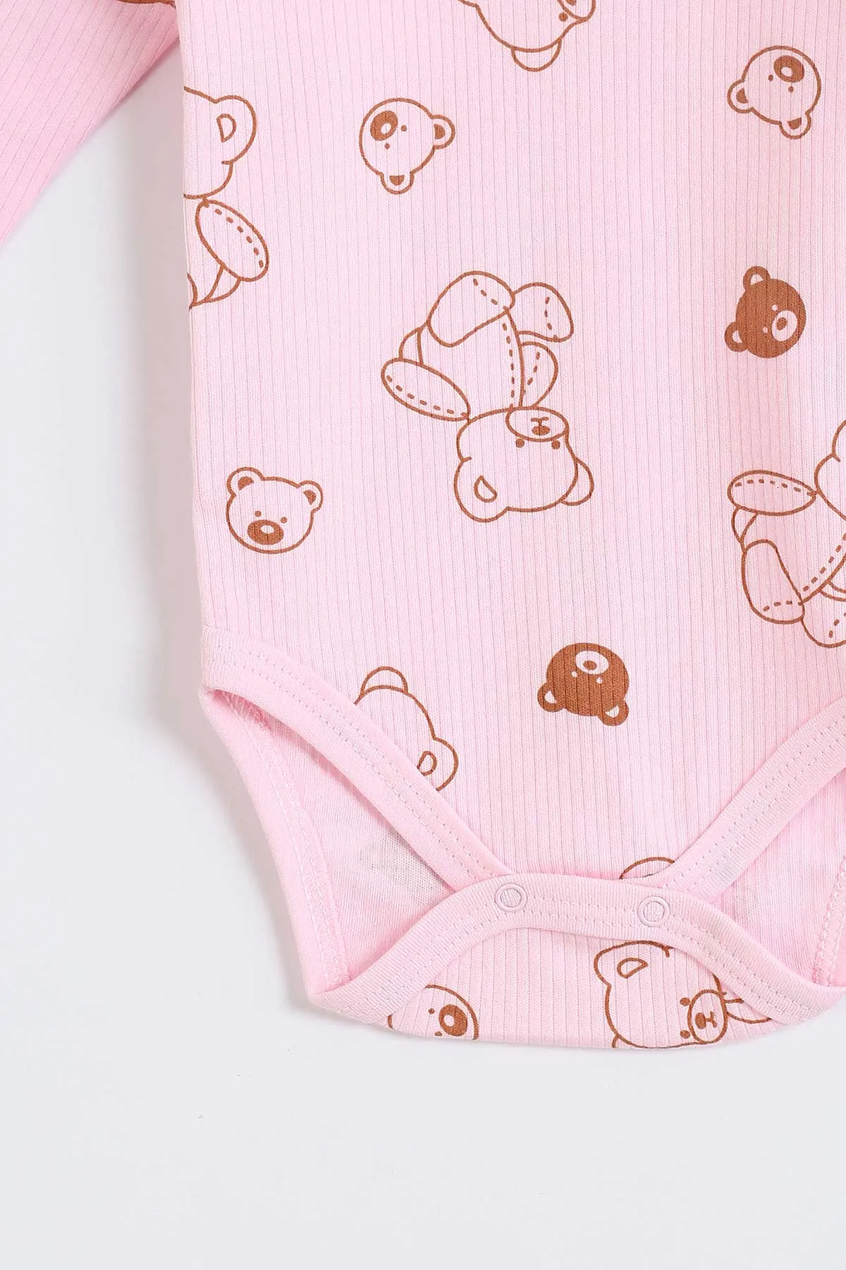 Pembe (1-3 Yaş) Ayıcık Desenli Raporlu Uzun Kollu Bebek Badi 304680